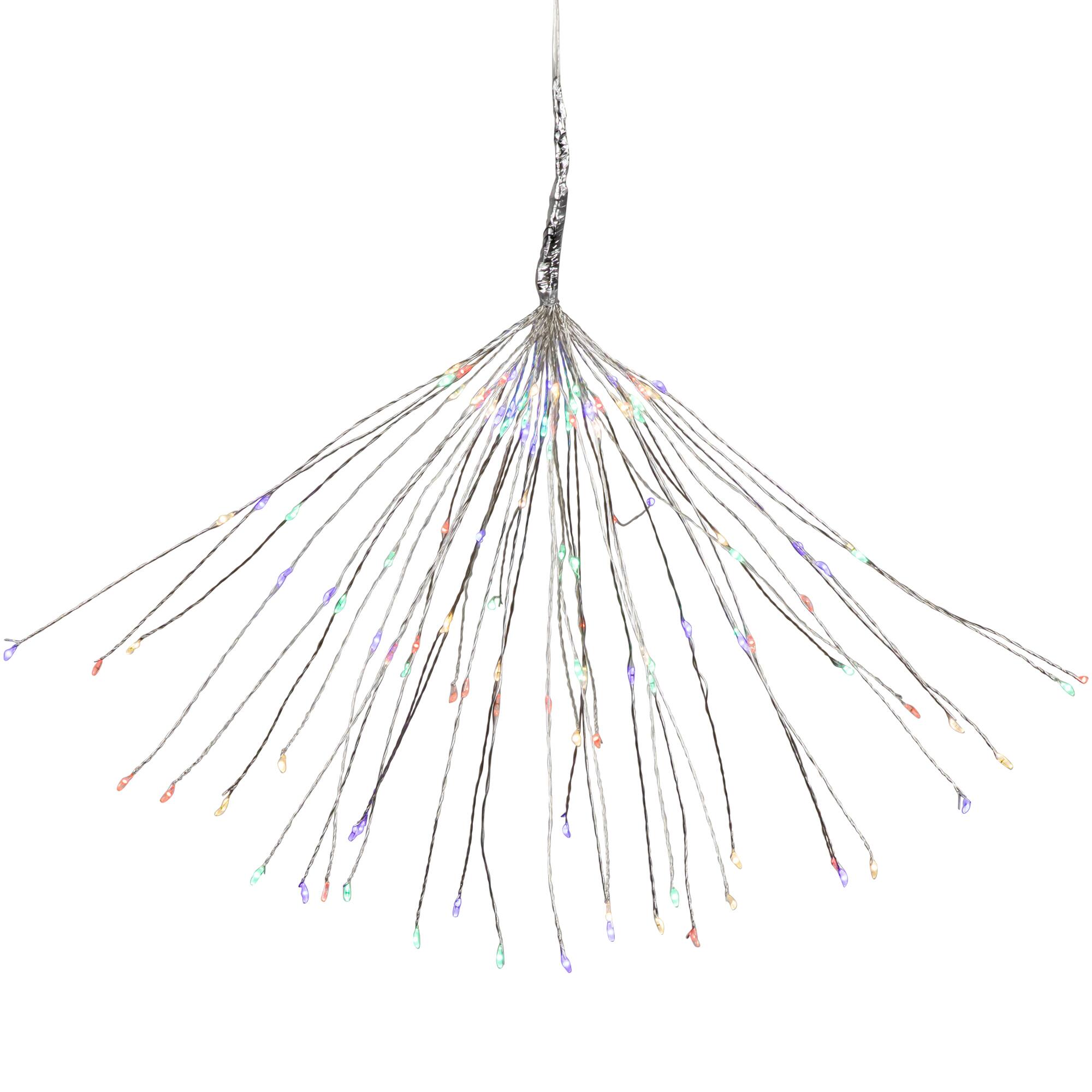20" LED Lighted Firework Silver Branch Christmas Decoration