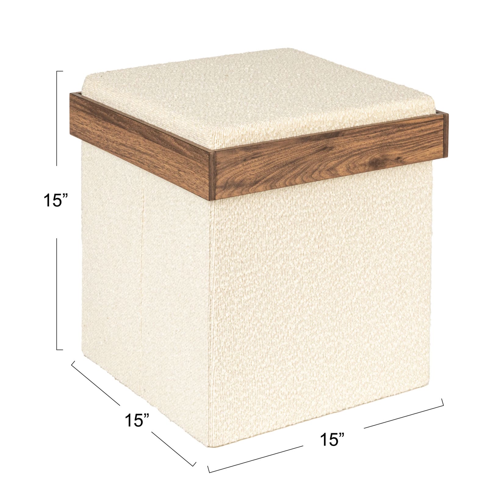 Household Essentials Versatile Boucle Ottoman with Hidden Storage