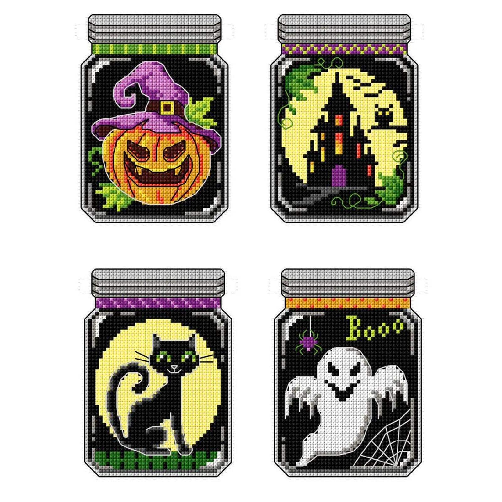 Crafting Spark Halloween Jugs Counted Cross Stitch Kit