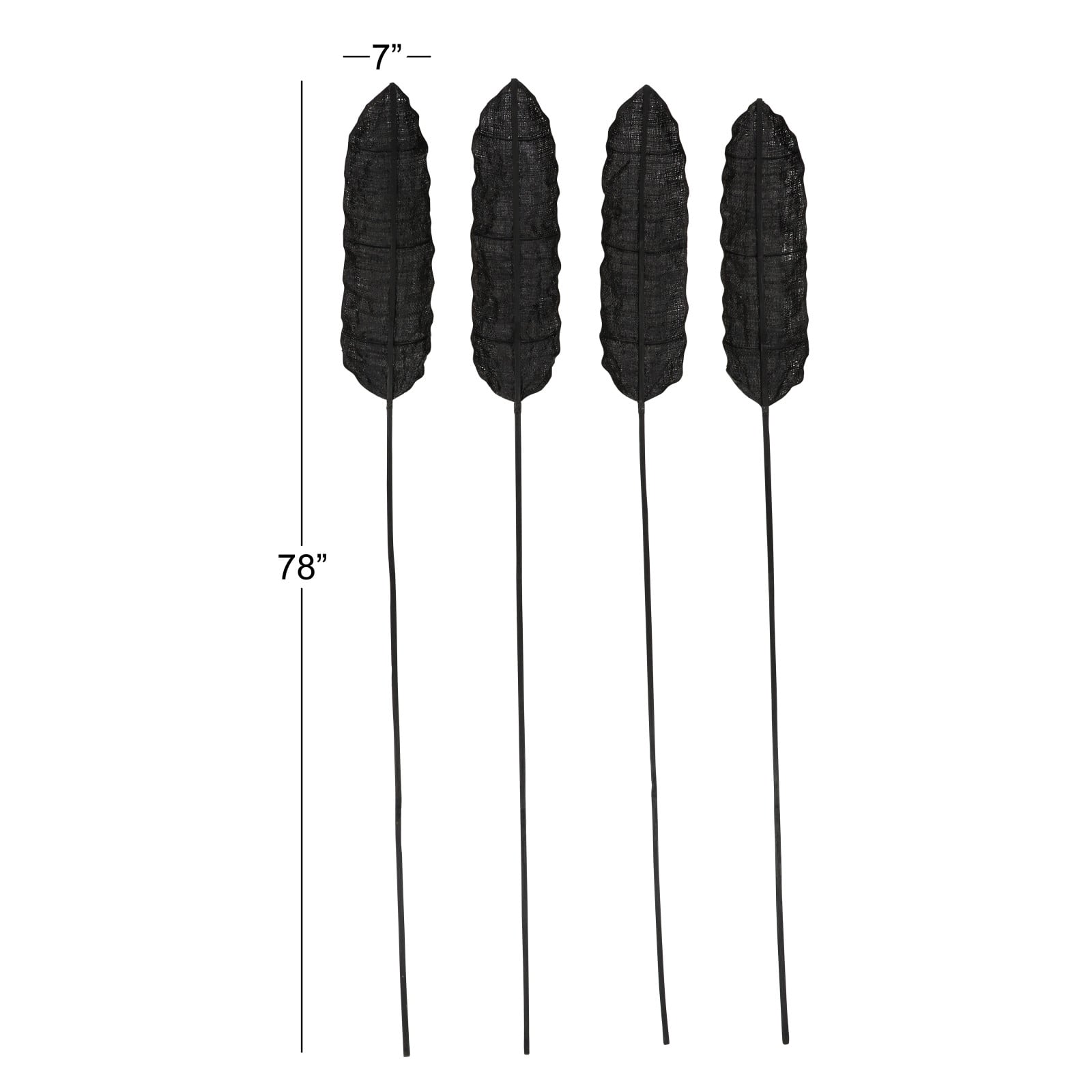 Set of 4" Black Sea Grass Eclectic Natural Foliage, 7" x 78"