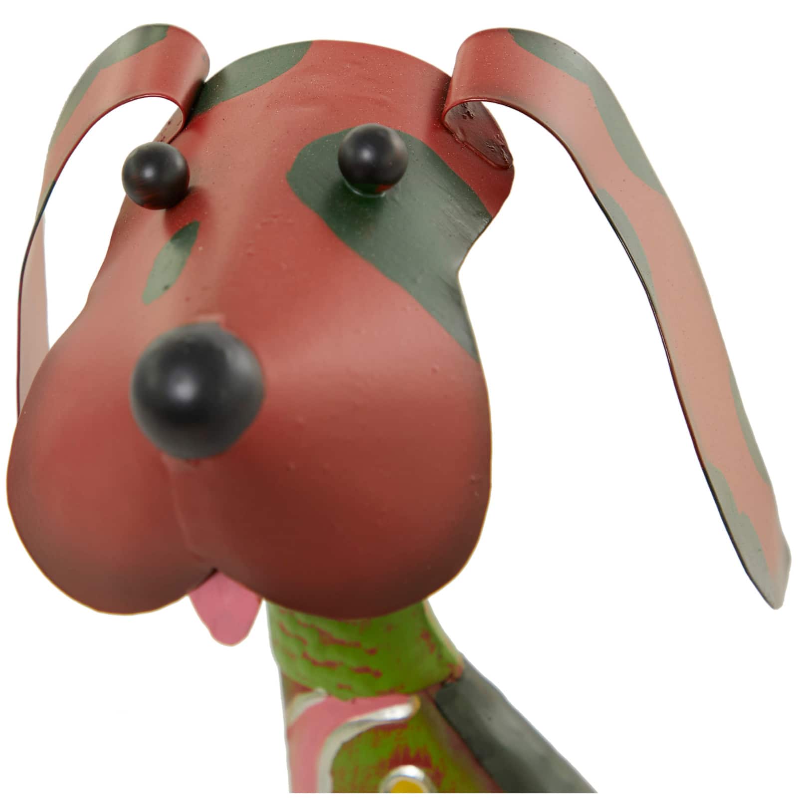 17" Multicolor Metal Dog Garden Sculpture with Floral Pattern