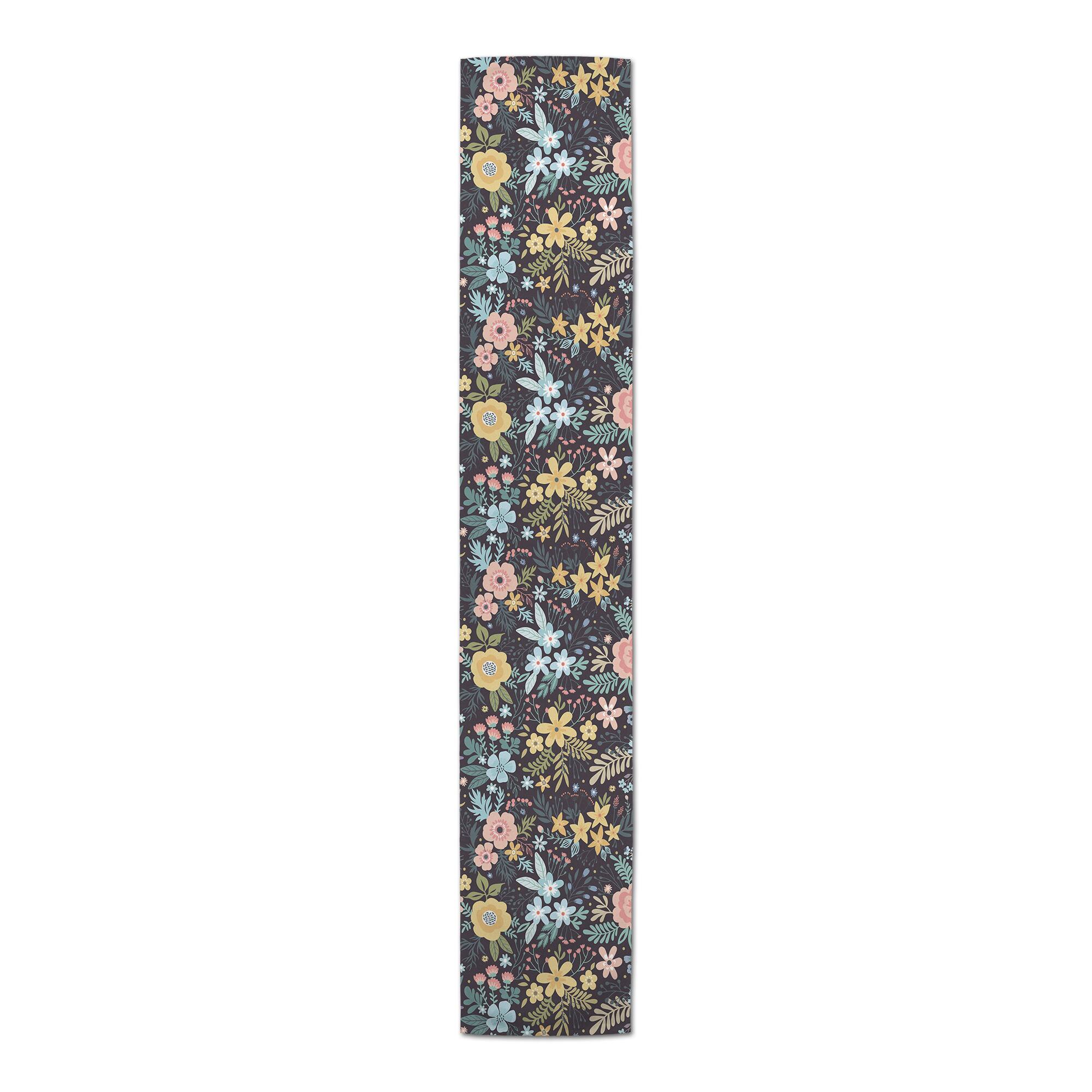72" Bright Floral Pattern Poly Twill Table Runner