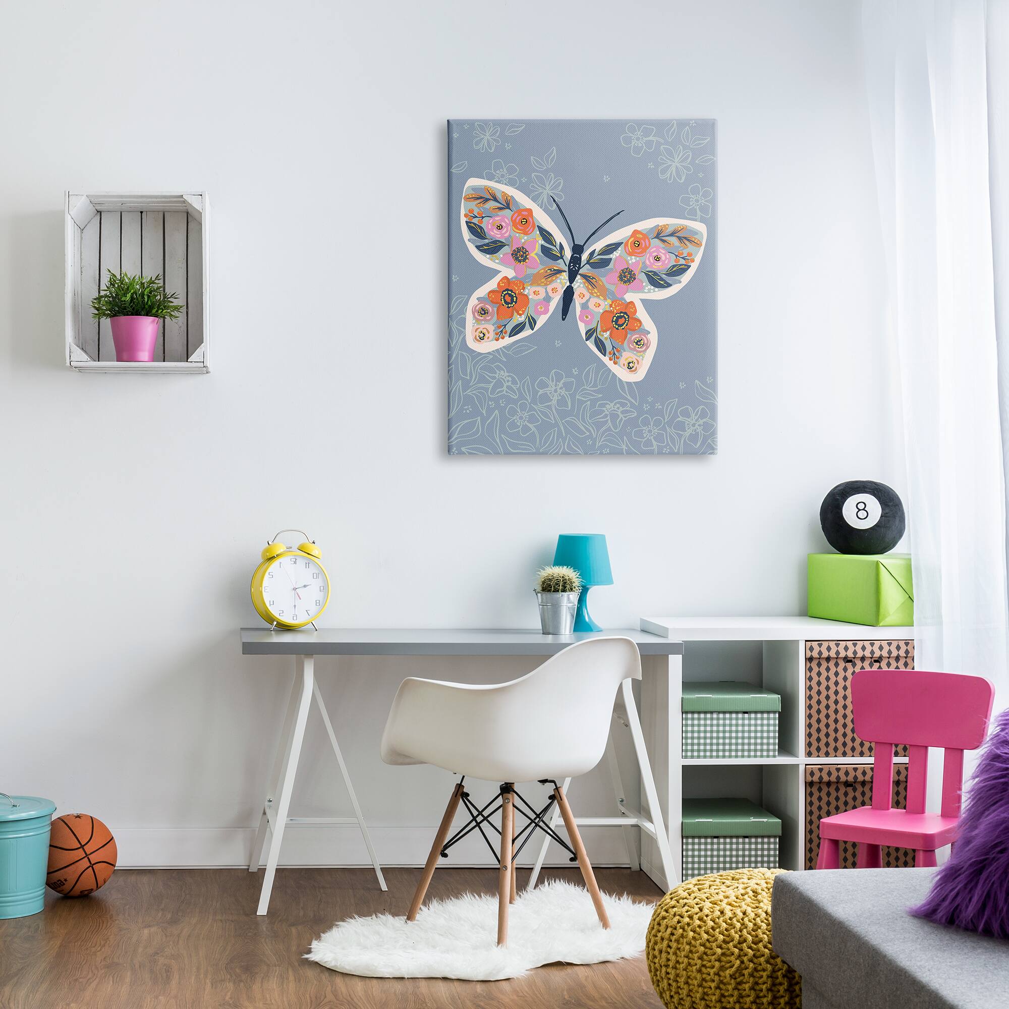 Stupell Industries Floral Pattern Butterfly Wings Spring Bloom Insect Canvas Wall Art