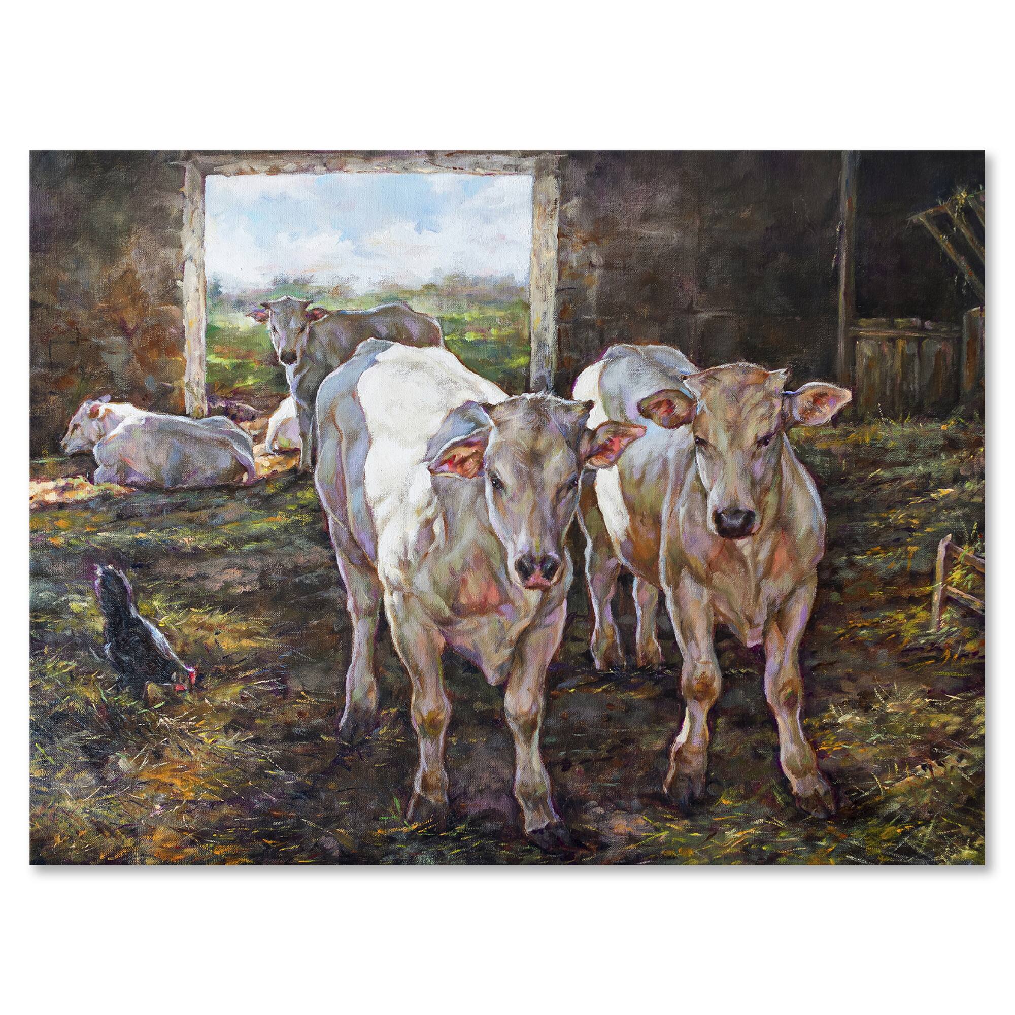 Designart - Two Cows In The Stable