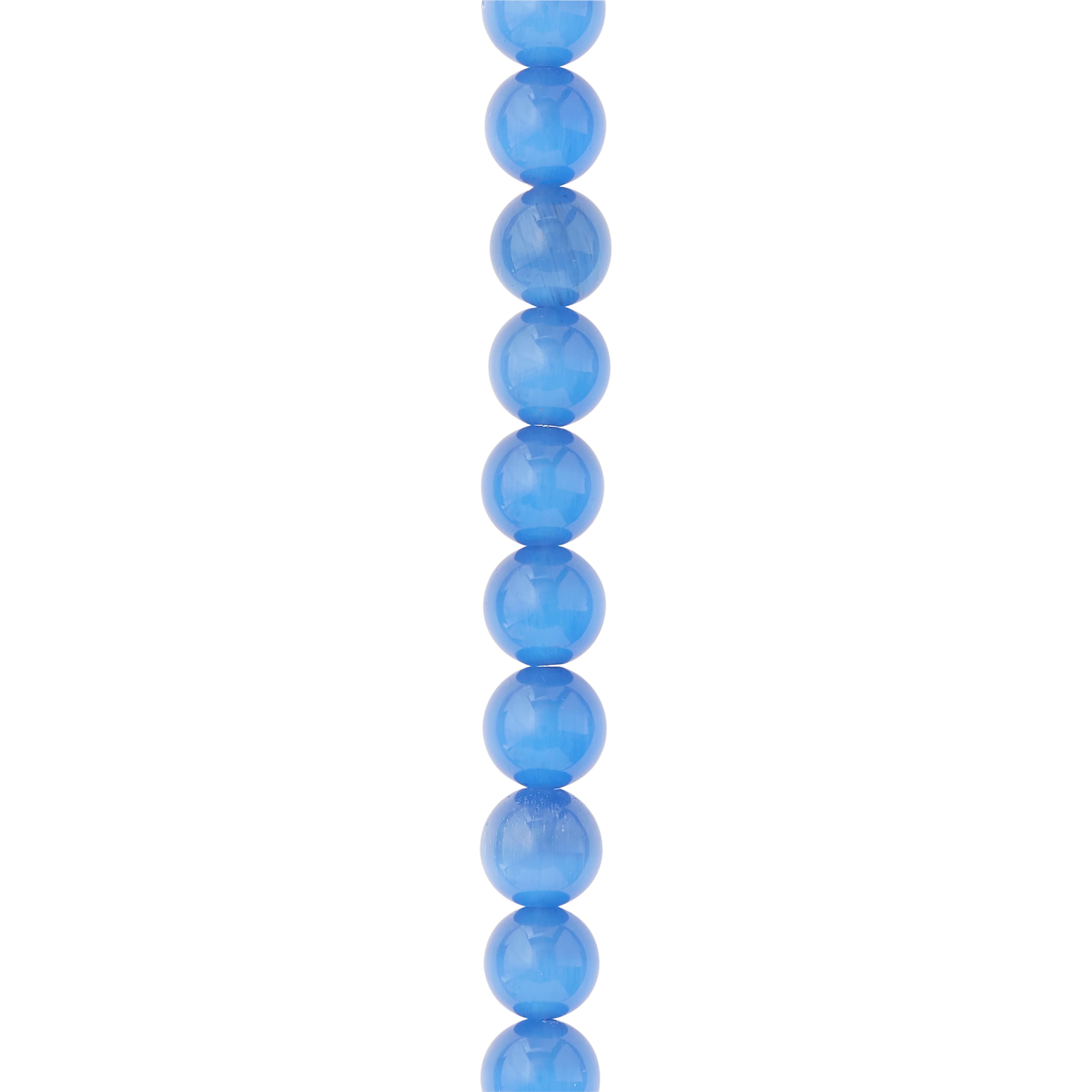12 Pack: Light Sapphire Cat's Eye Glass Round Beads, 10mm by Bead Landing™