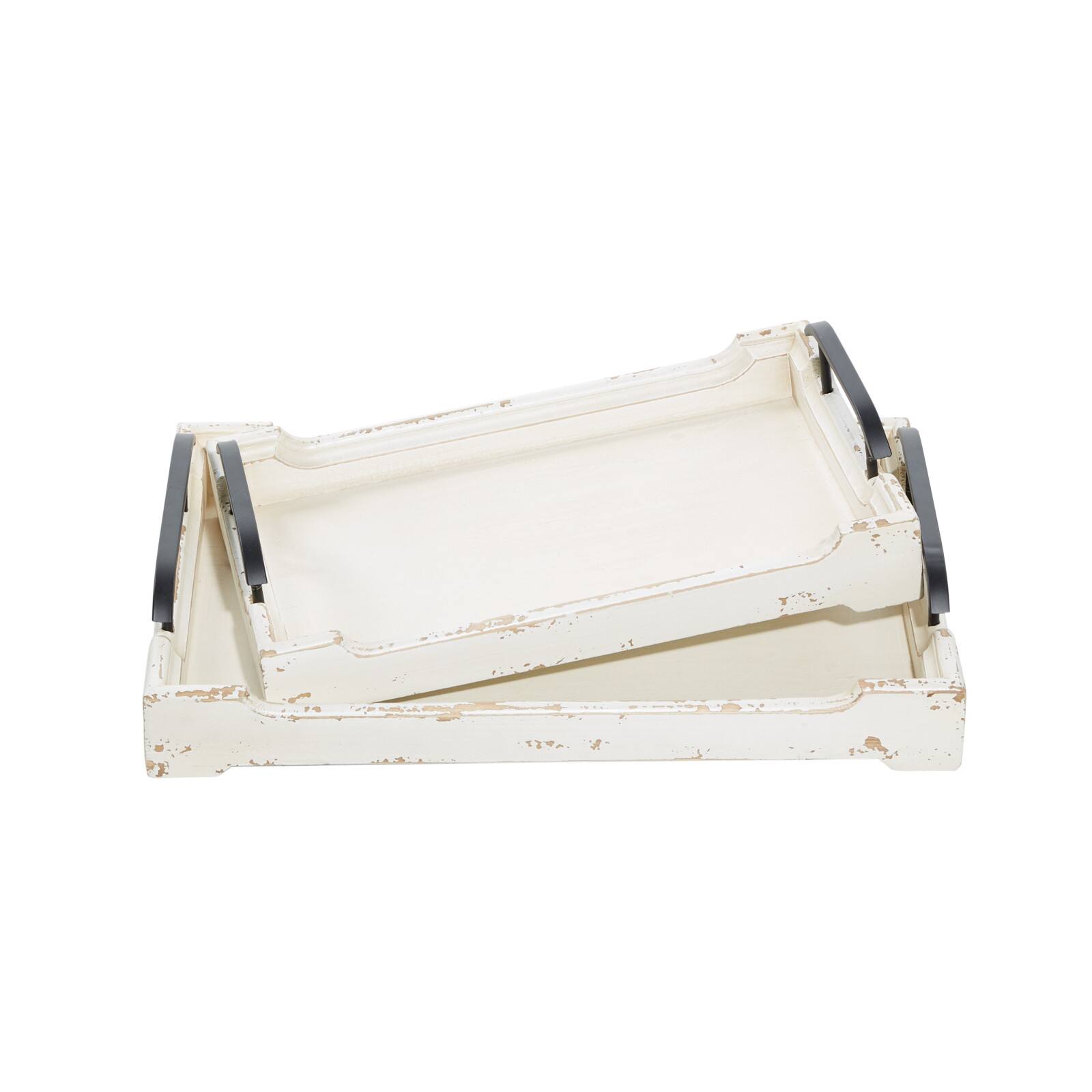 White Wood Traditional Tray Set