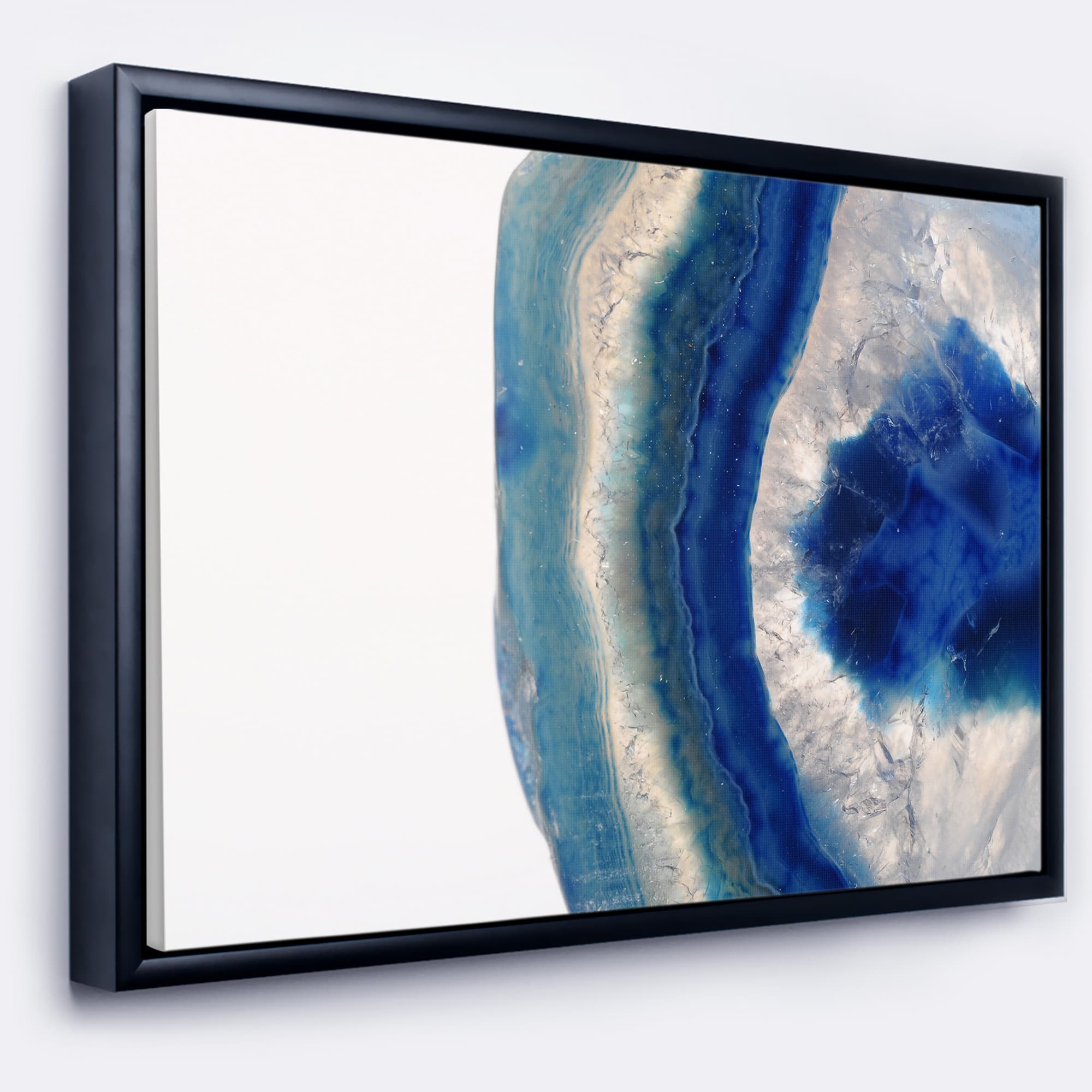Designart - Macro of Blue Agate Stone - Abstract Framed Canvas Wall Art Print