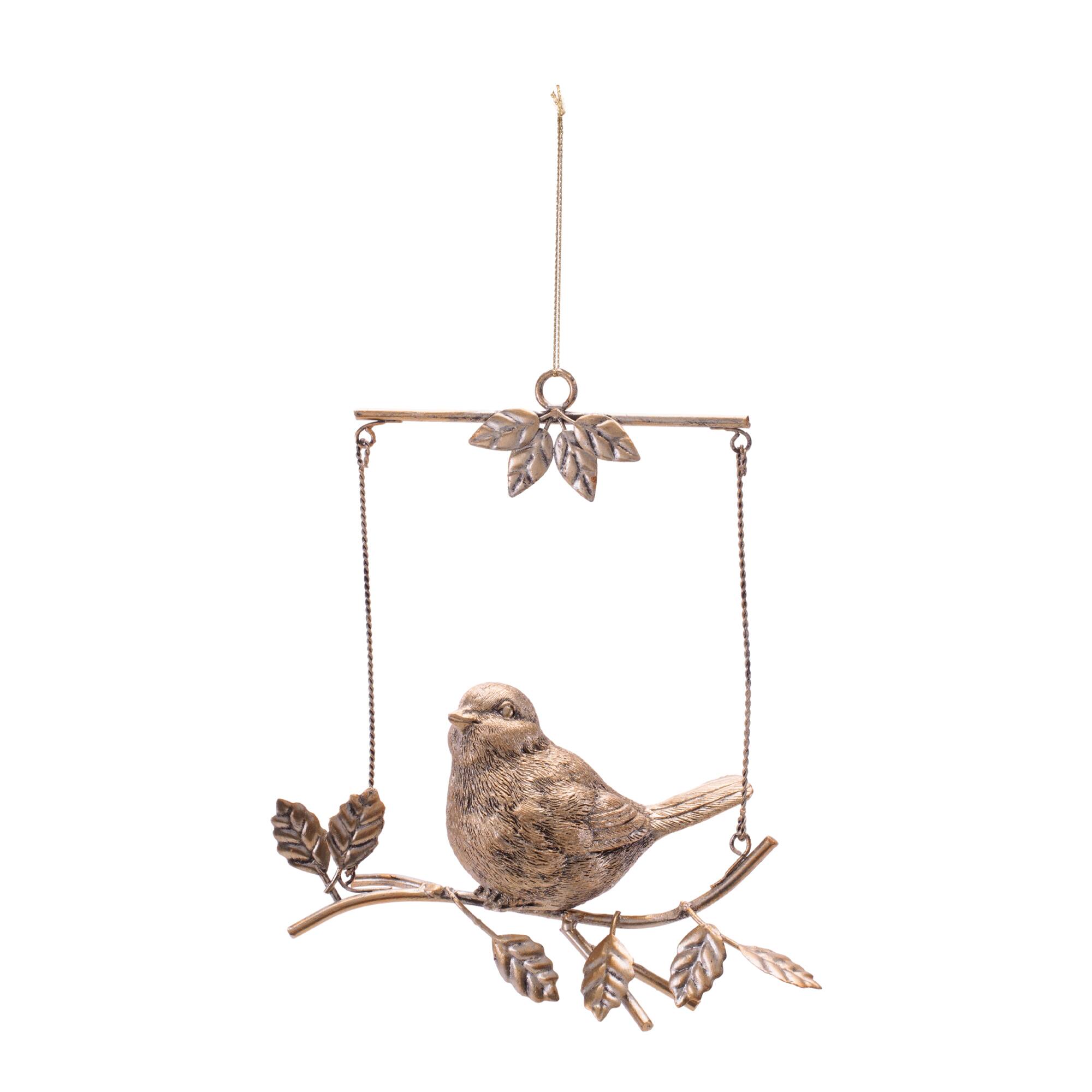 Melrose 7" Gold Bird on Branch Hanging Ornaments, 4ct.