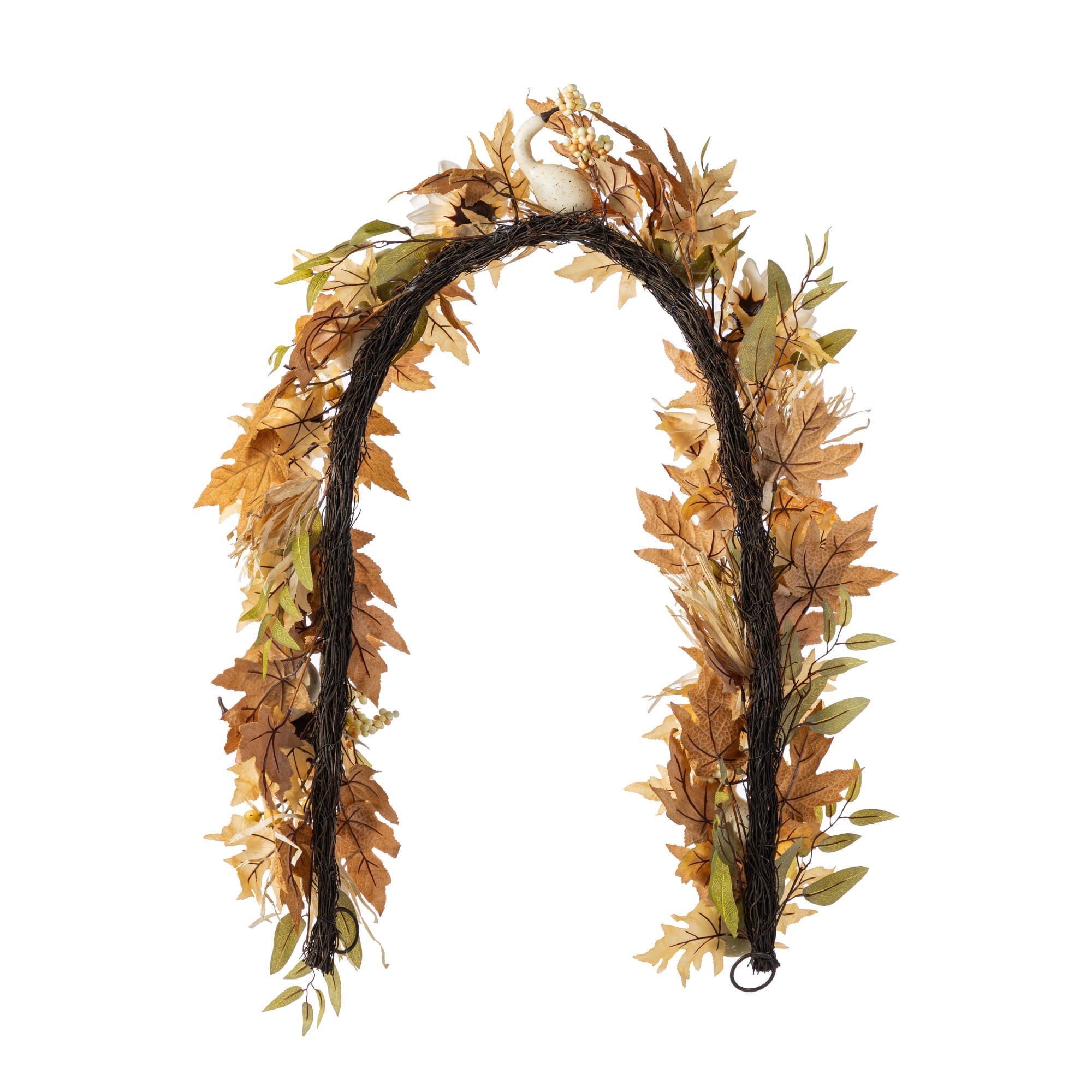Glitzhome® 72" Fall Neutral Sunflower, Pumpkin and Leaf Garland