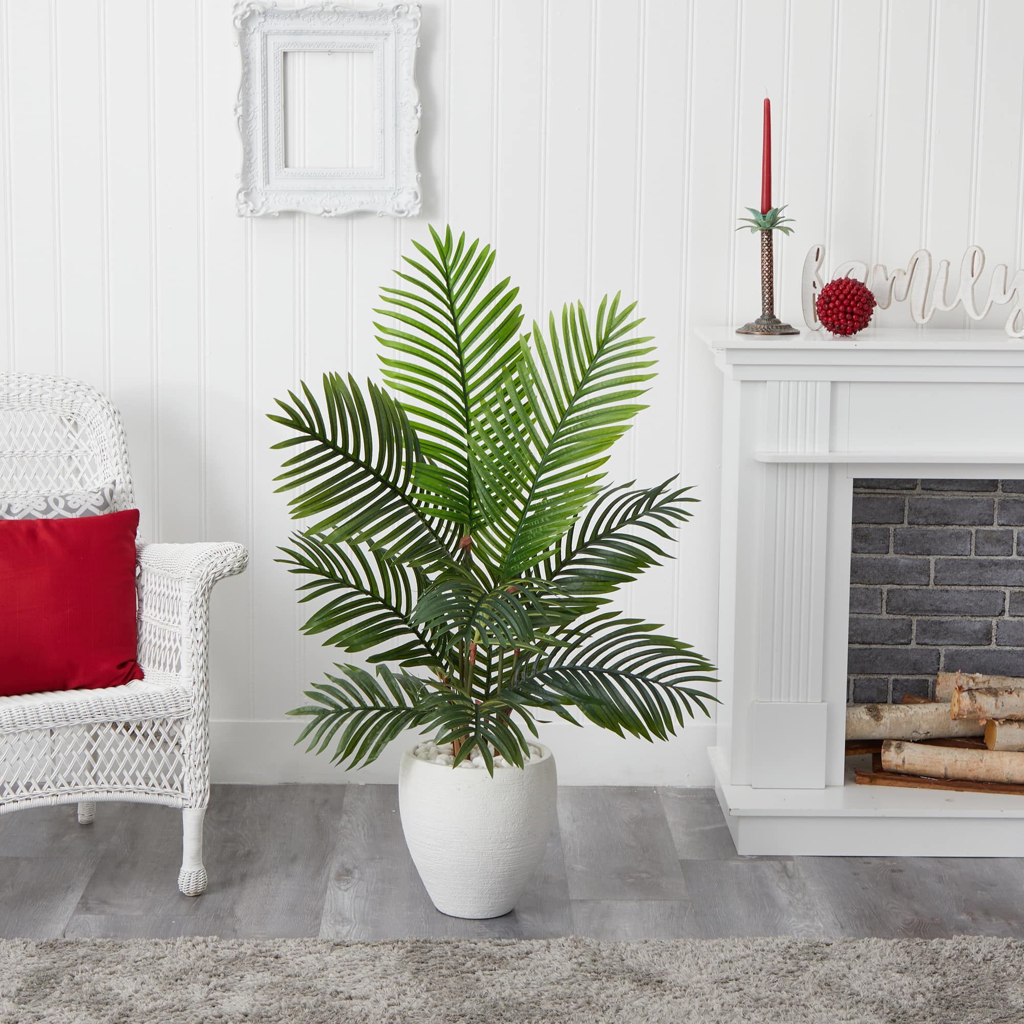 4.5ft. Paradise Palm Tree with White Ceramic Planter