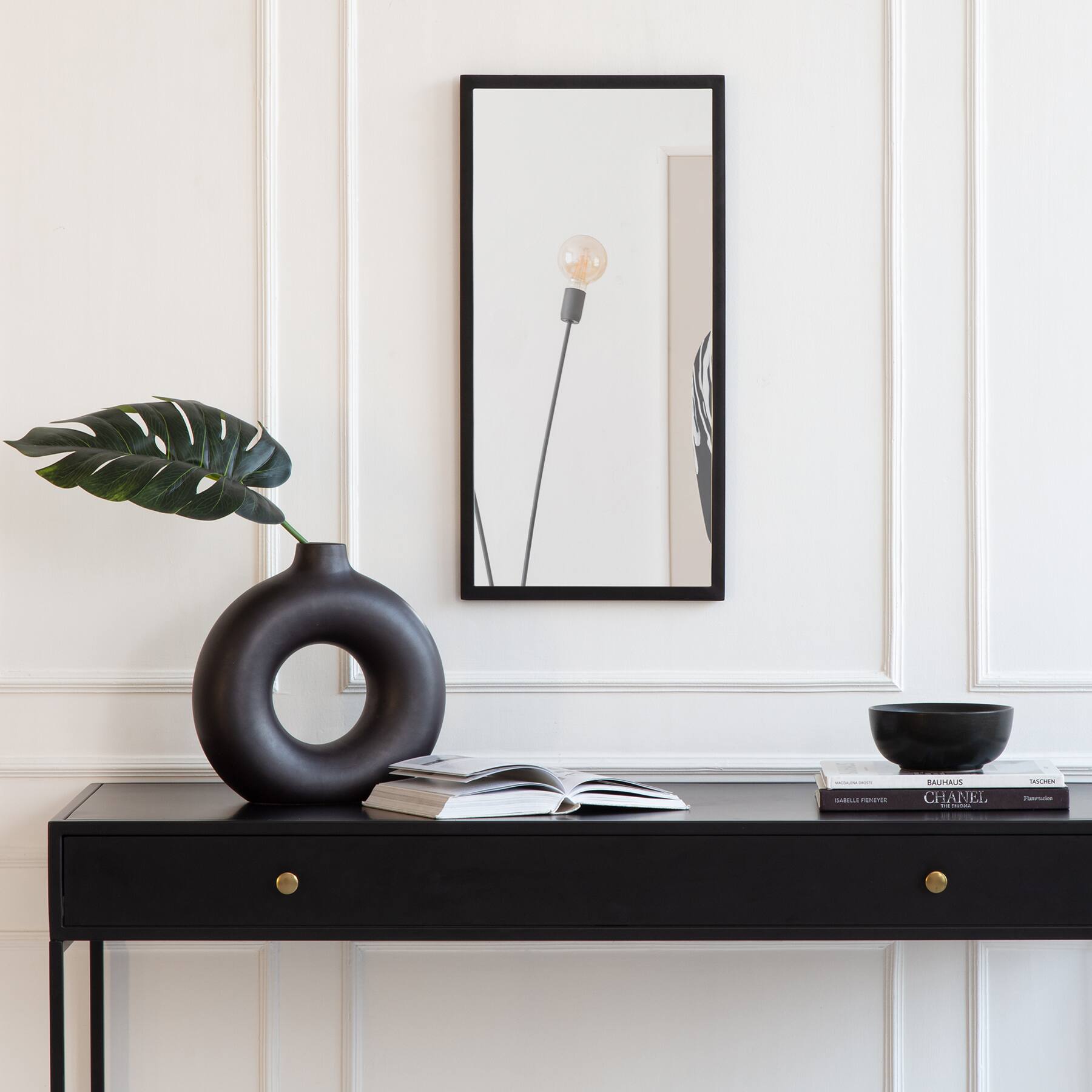 Habitat Mari 24" Black Rectangular Wall Mirror