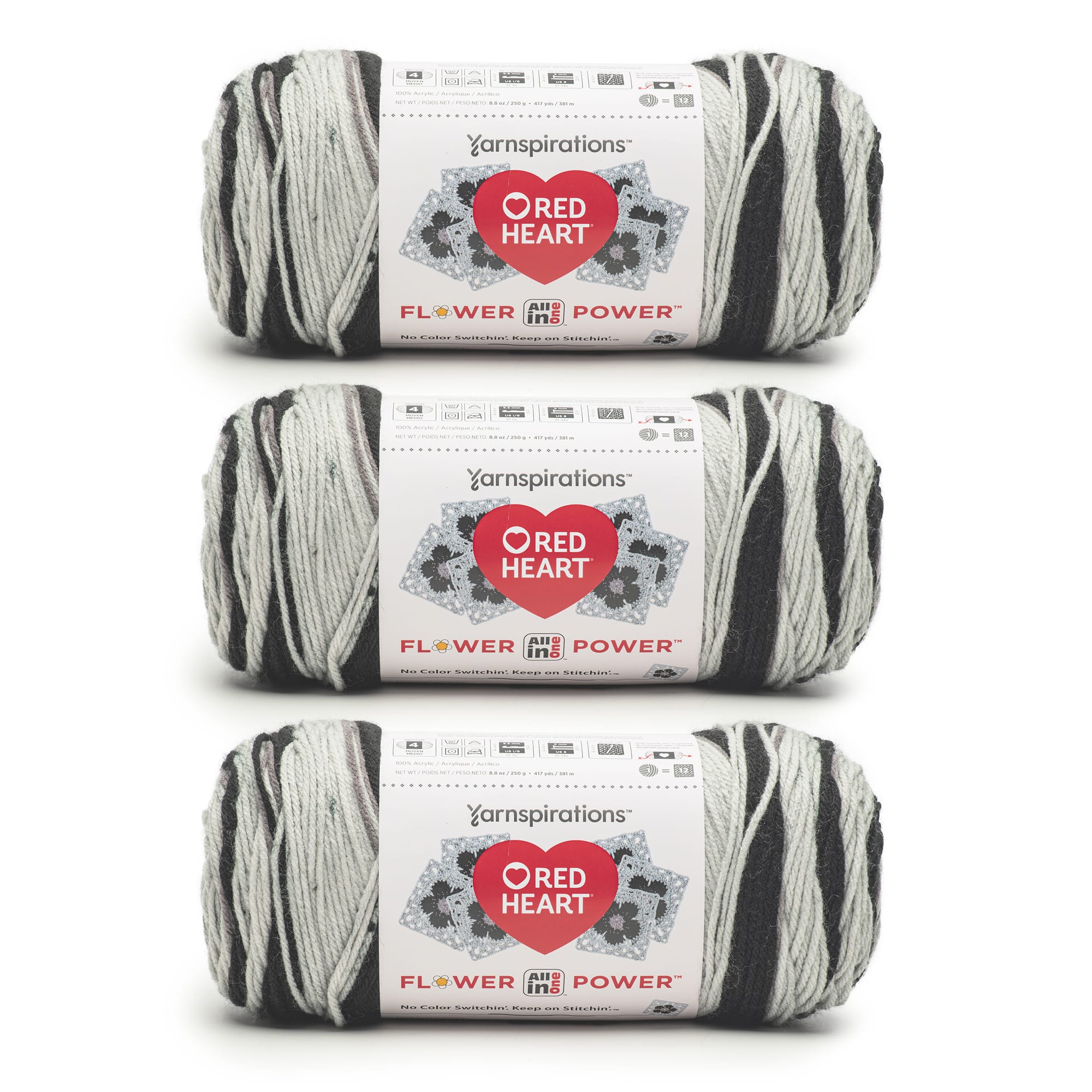 3 Pack Red Heart® All In One Flower Power™ Yarn