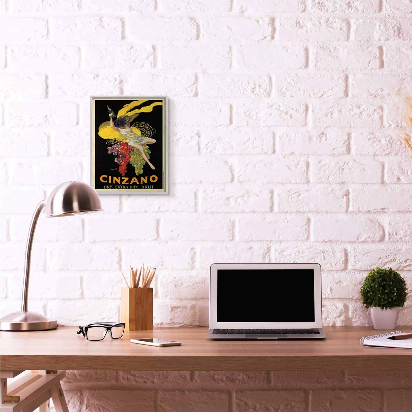 Stupell Industries Cinzano Vintage Wine Poster with Gray Frame Wall Accent