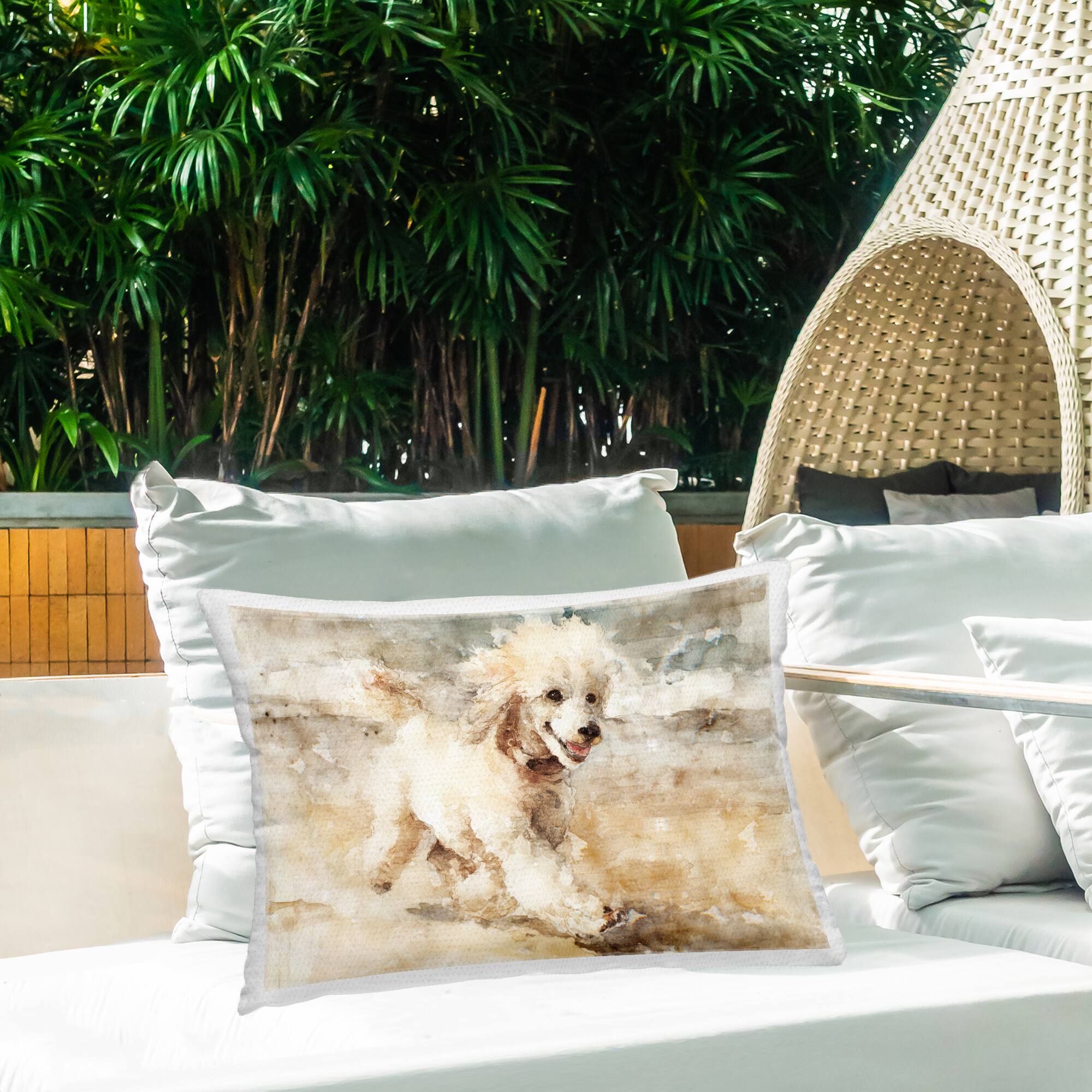 Stupell Industries 14" x 20" Coastal Breeze & Poodle Outdoor Print Throw Pillow