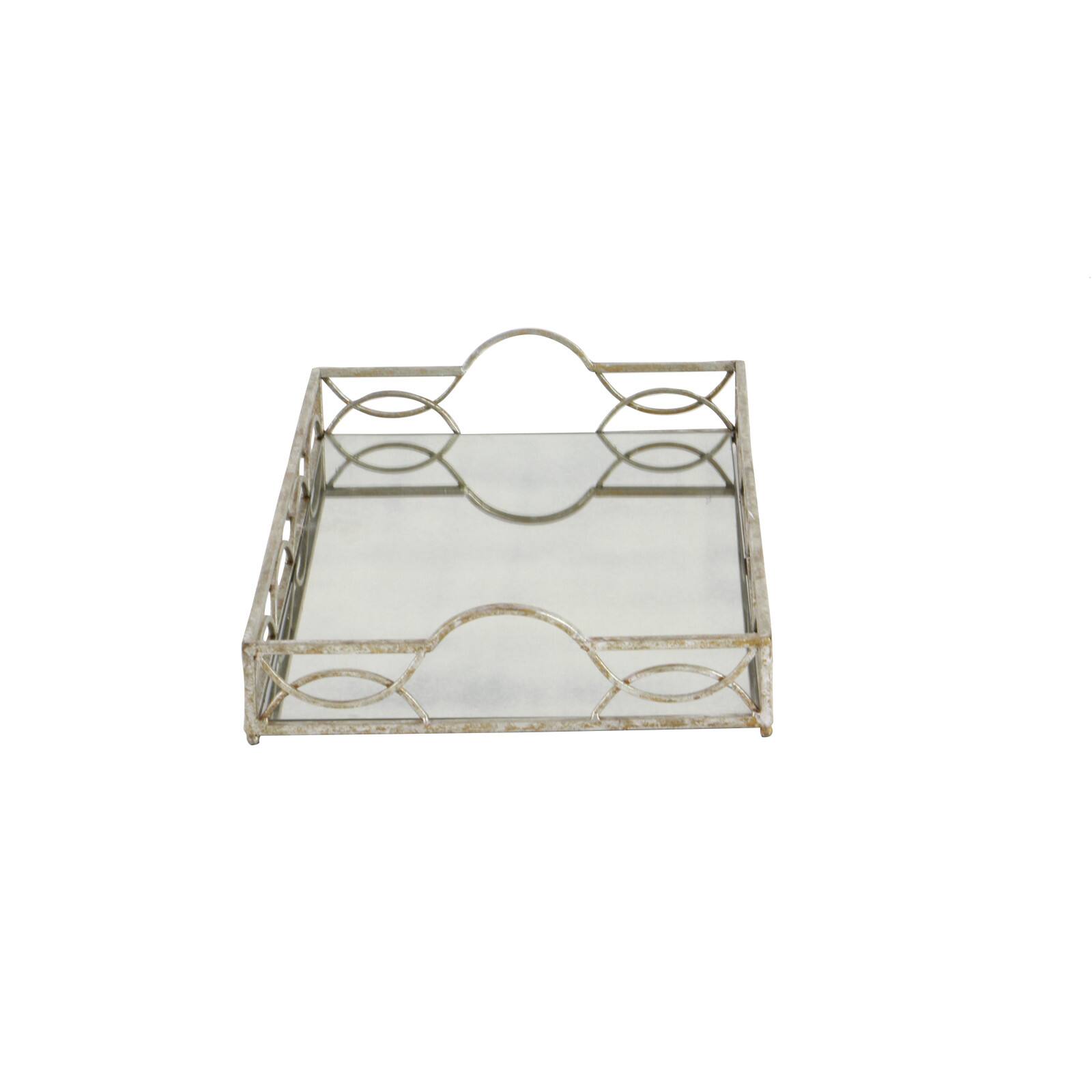 25'' Silver Metal Glam Tray
