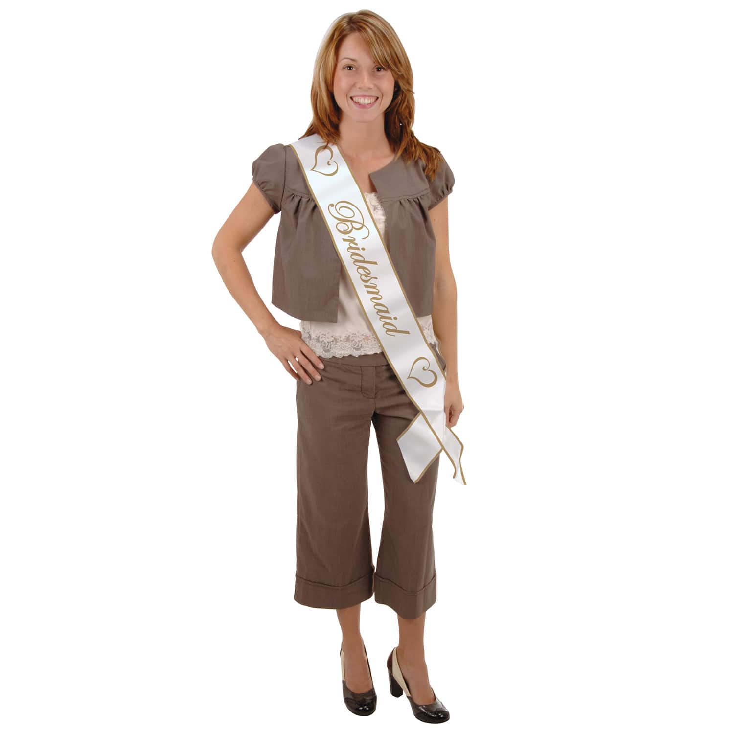 Beistle 33" x 4" White Bridesmaid Satin Sash
