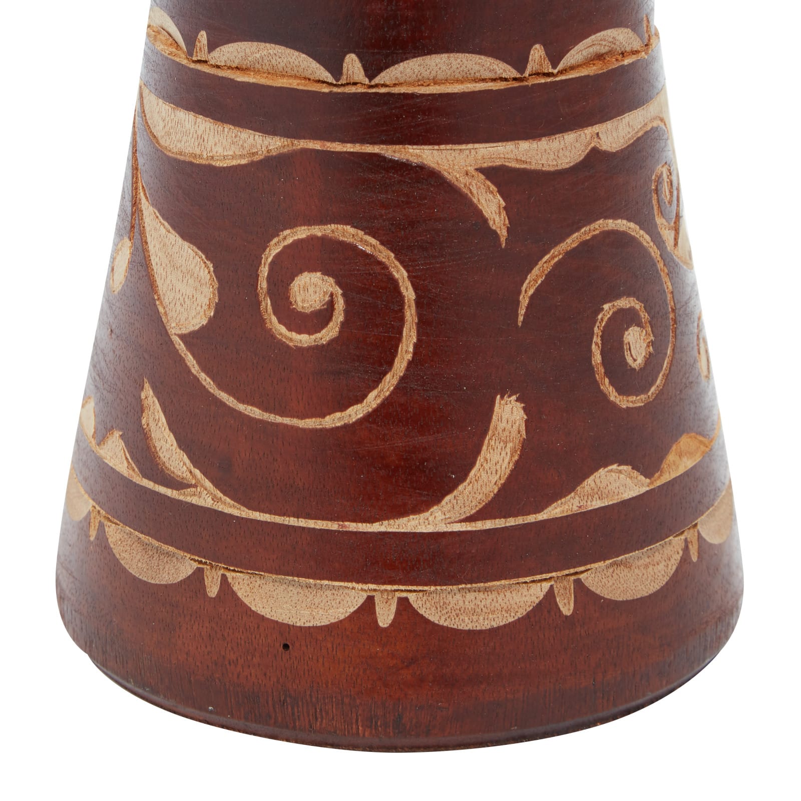 12" Brown Eclectic Mahogany Drum Sculpture