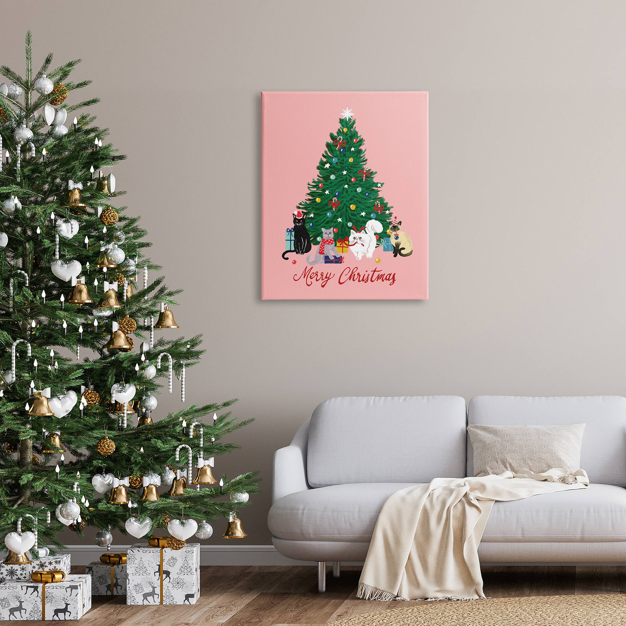 Stupell Industries Merry Christmas Holiday Cats Canvas Wall Art