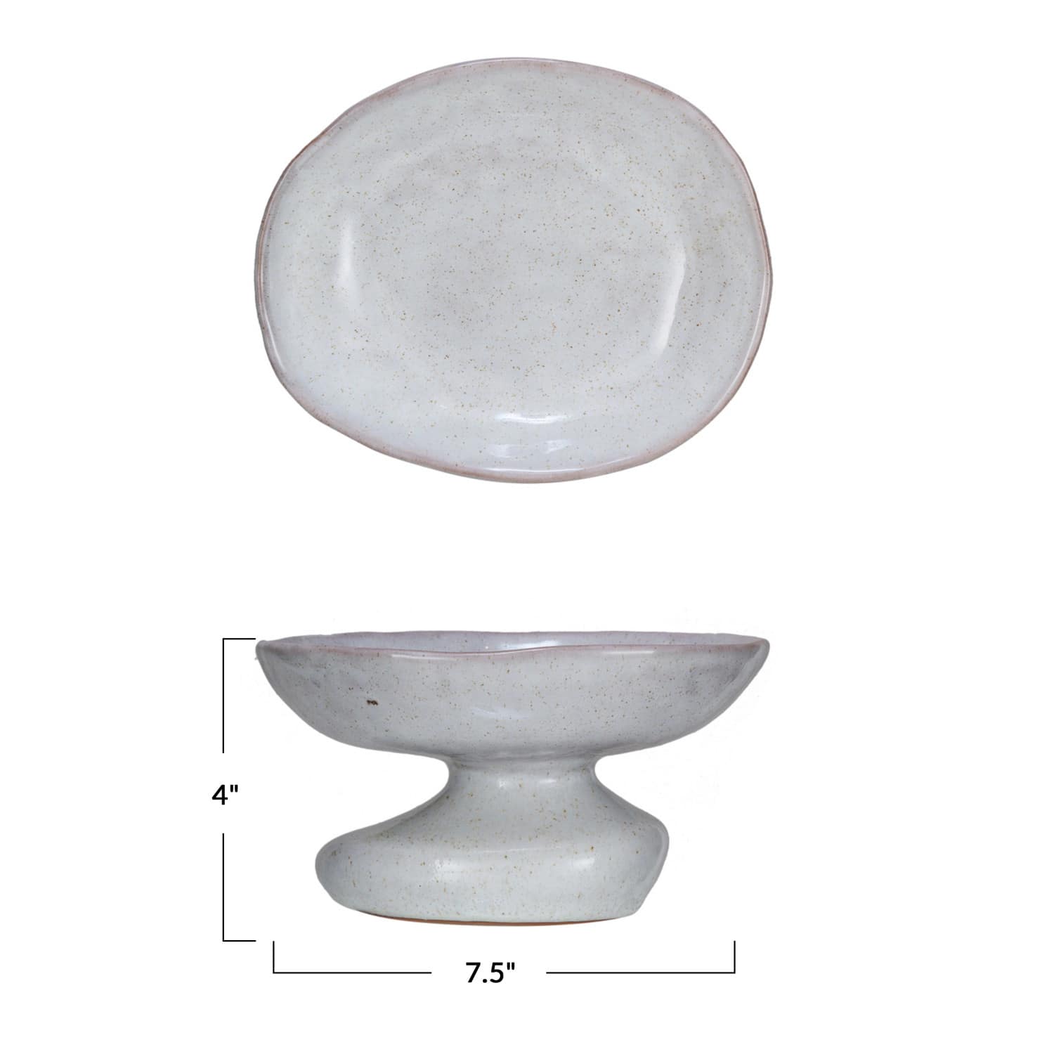 Hello Honey® 5" White Speckled Stoneware Organic Shaped Footed Dish