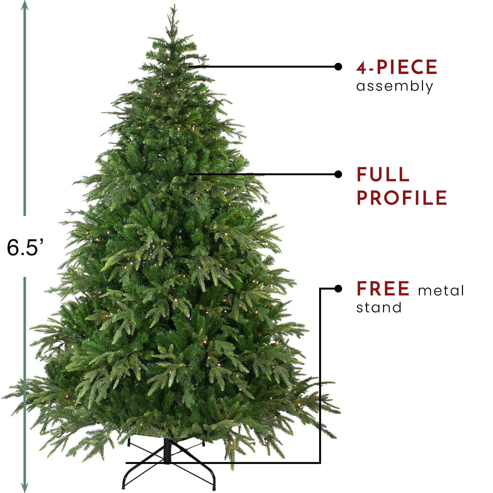 6.5ft. Pre-Lit Roosevelt Fir Artificial Christmas Tree, Warm White LED Lights