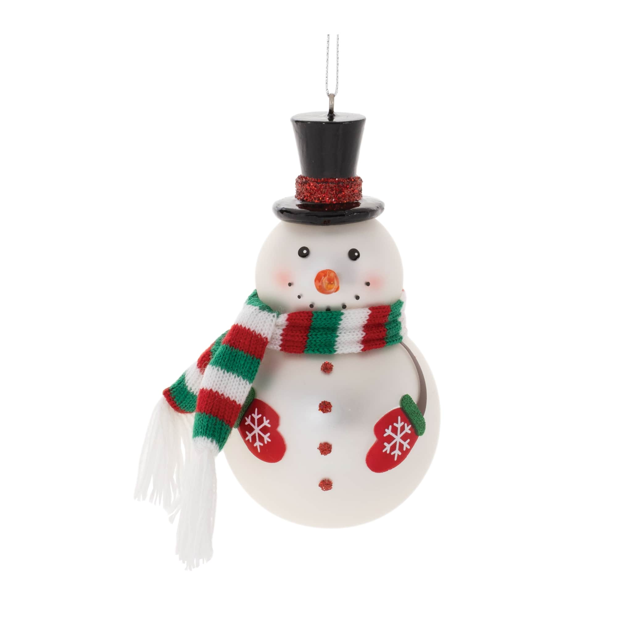 4.5" Frosted Glass Snowman Ornaments, 6ct.