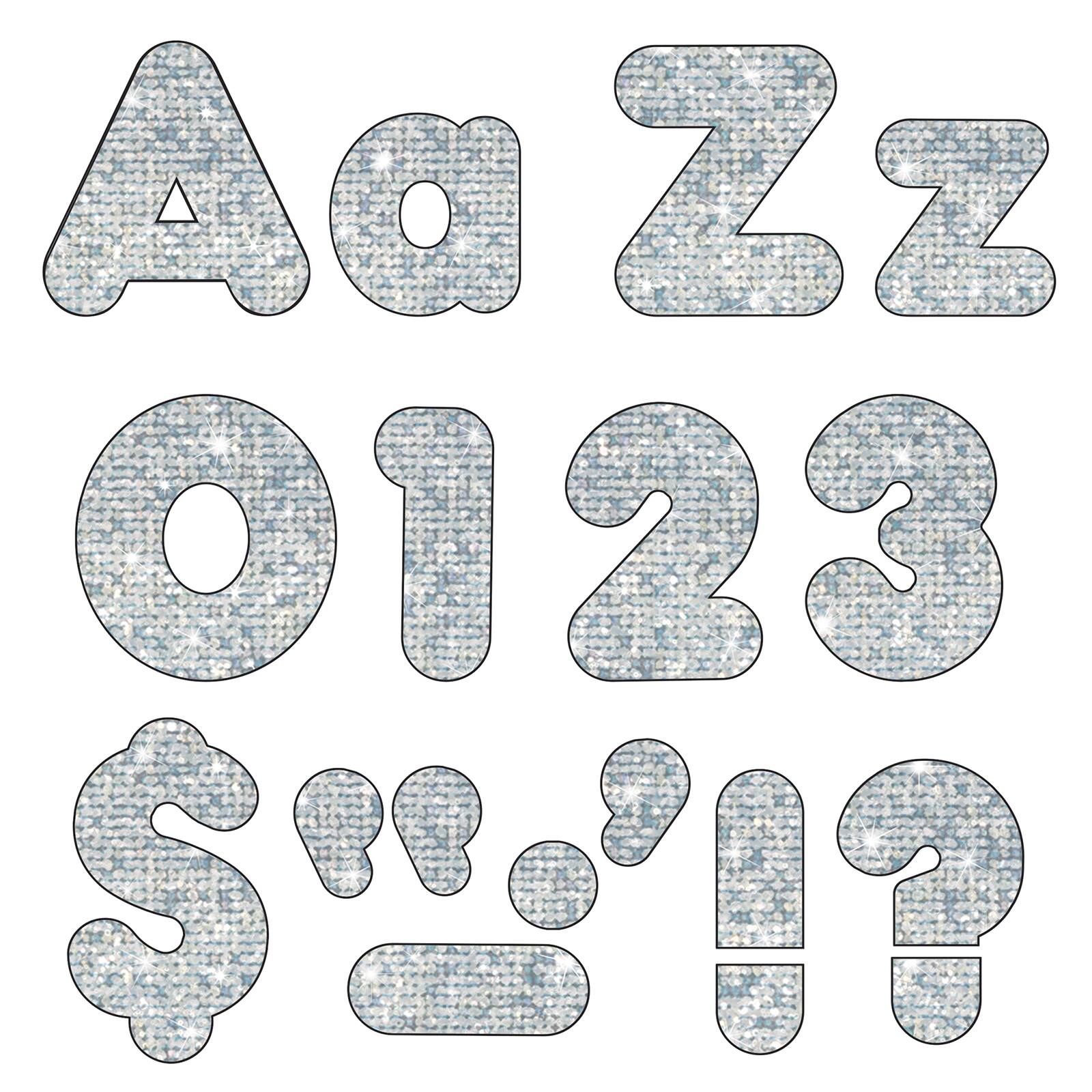 TREND Enterprises® Silver Sparkle 4" Casual Combo Ready Letters®, Pack of 3