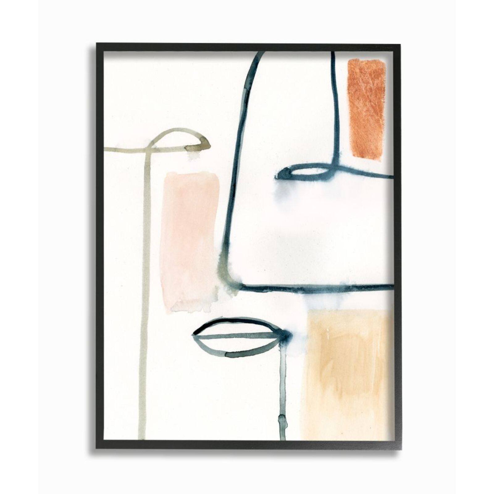 Stupell Industries Abstract Color Block Face Print with Black Frame Wall Accent