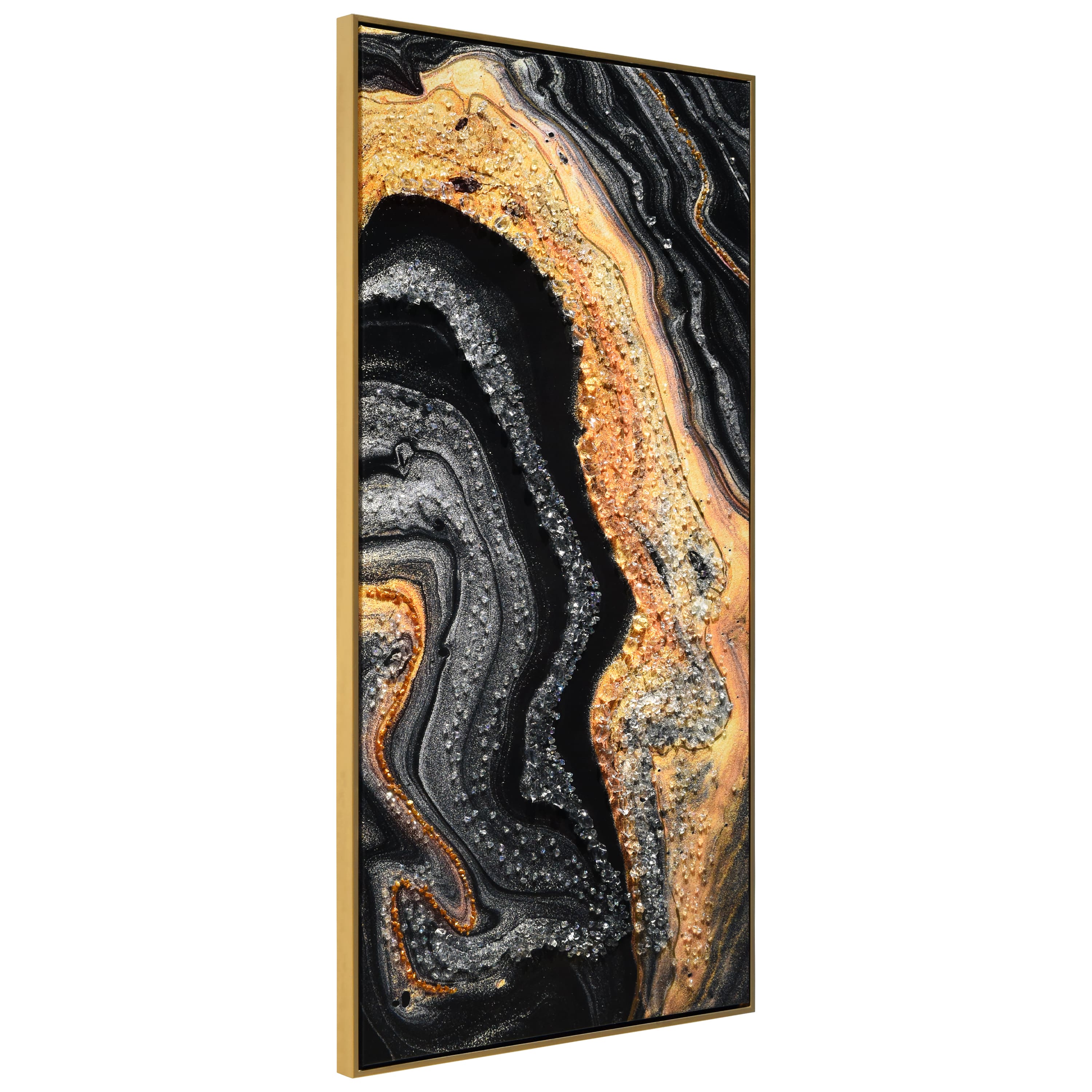 Empire Art Direct Arte De Crystallus 24" x 48" Golden Veins IV Epoxy Coated Wrapped Framed Glossy Abstract Canvas Wall Art