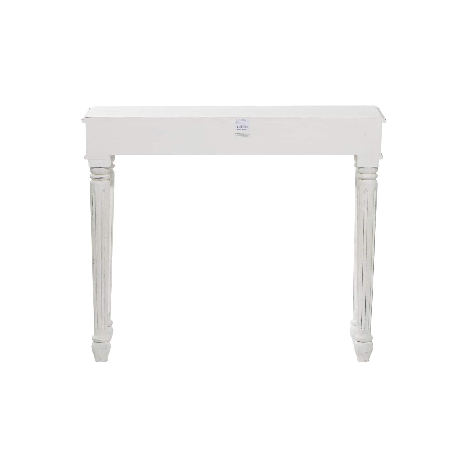 White Farmhouse Mango Wood Console Table, 30" x 36"