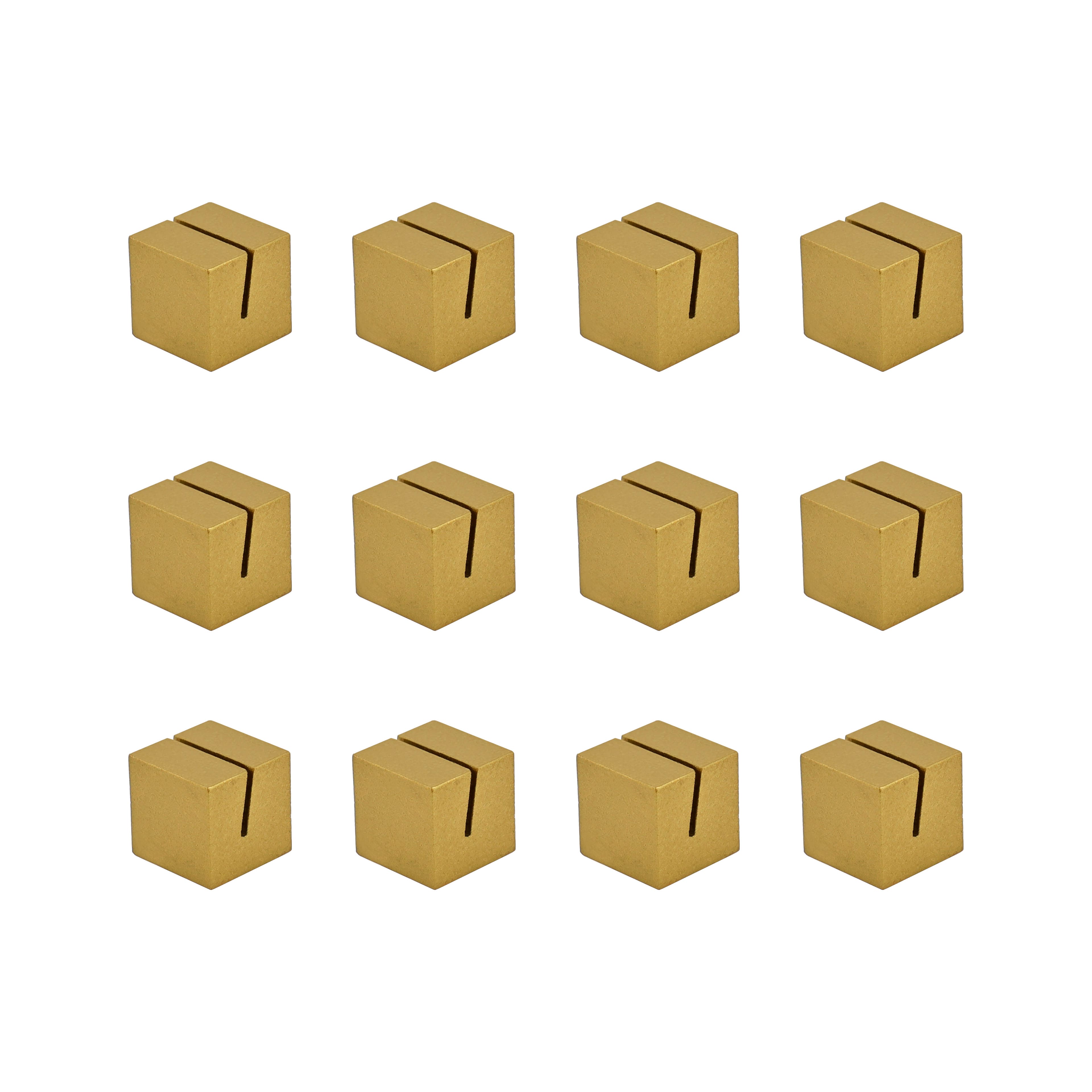 6 Packs: 12 ct. (72 total) 1" Gold Block Place Card Holders by Celebrate It™