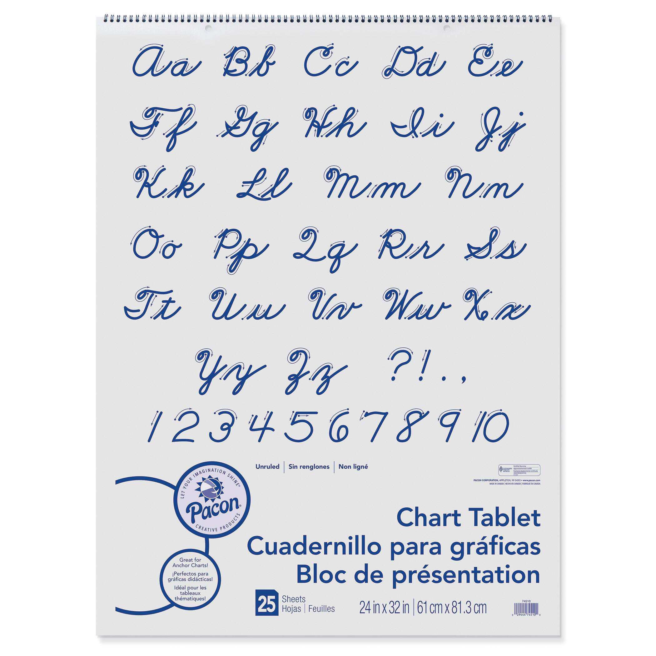 Pacon® White Unruled Chart Tablet, 24 " x 32", 25 Sheets