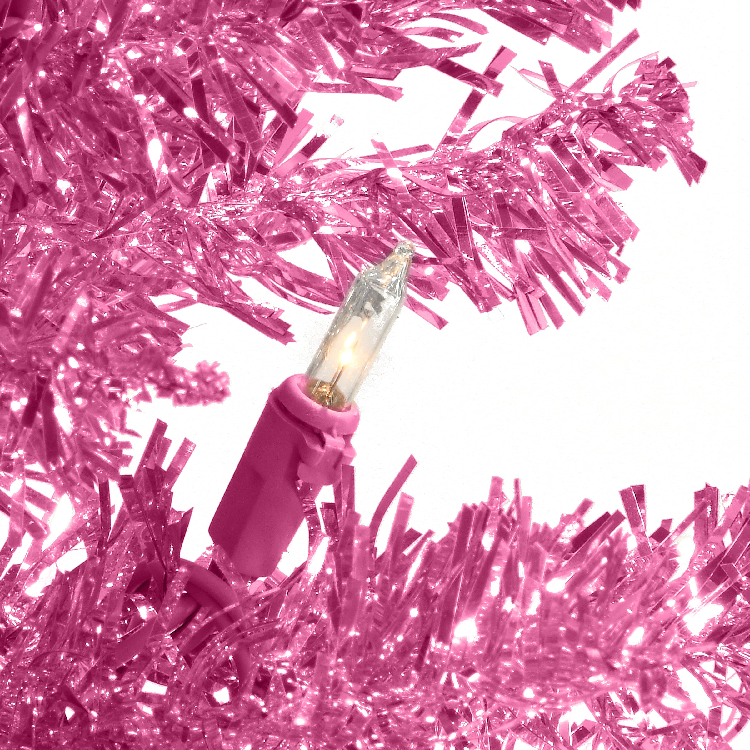 6ft. Pre-Lit Pink Tinsel Artificial Christmas Tree