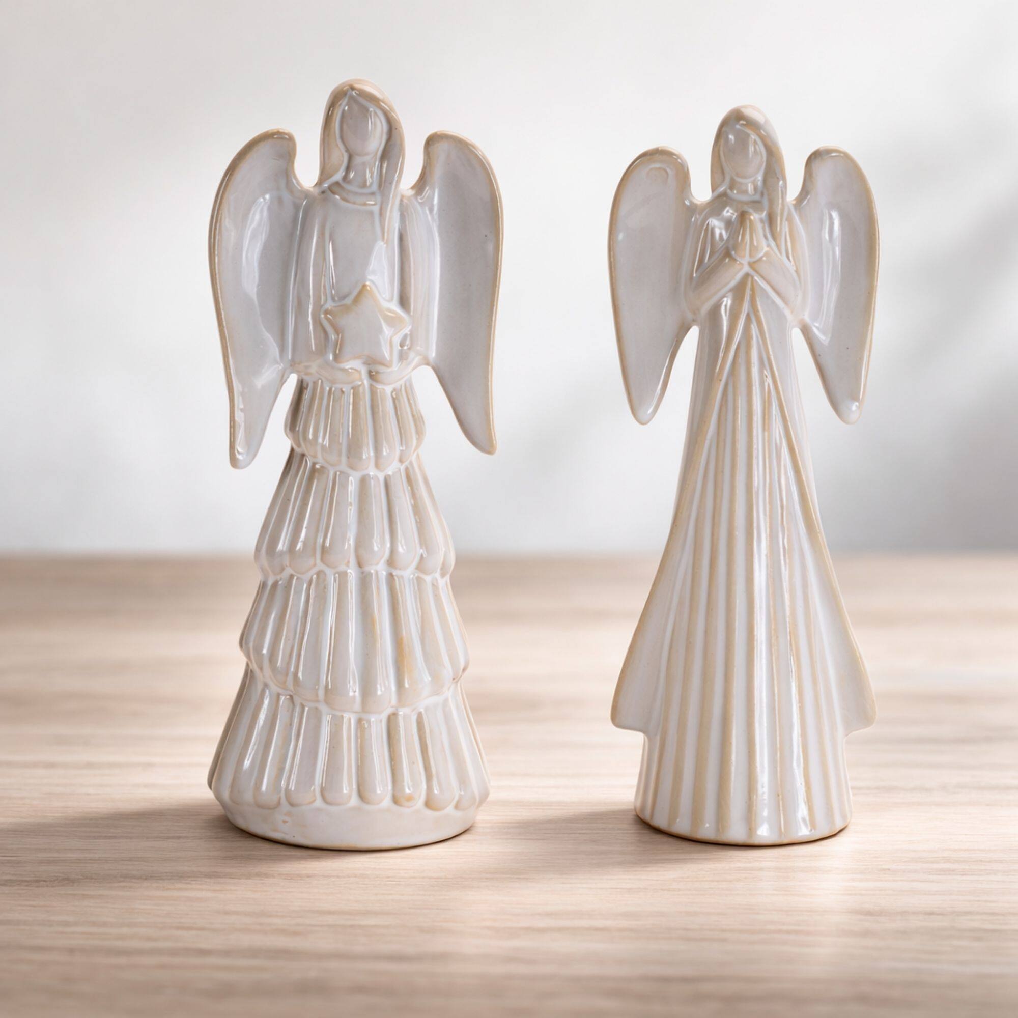 Melrose 7.25" White Glazed Angel Figurines Set