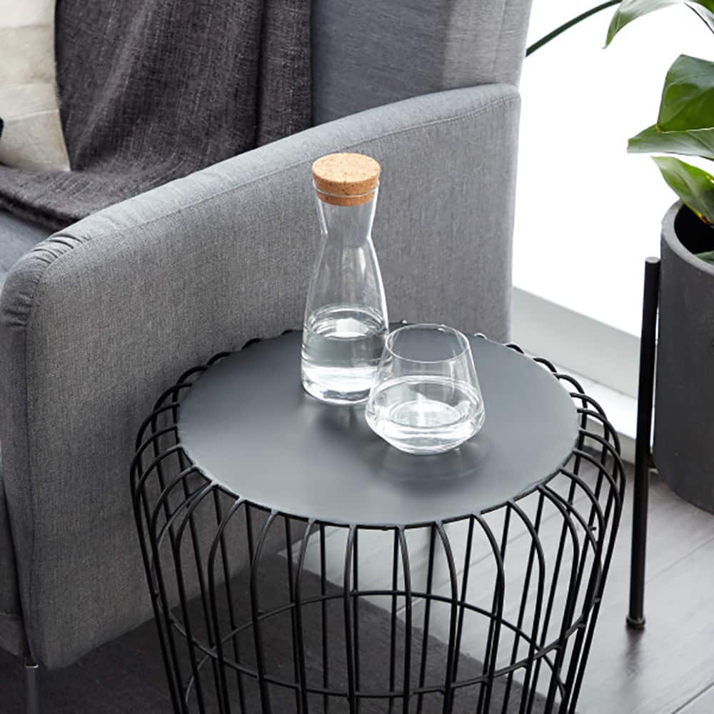 Gray Tin Industrial Outdoor Accent Table