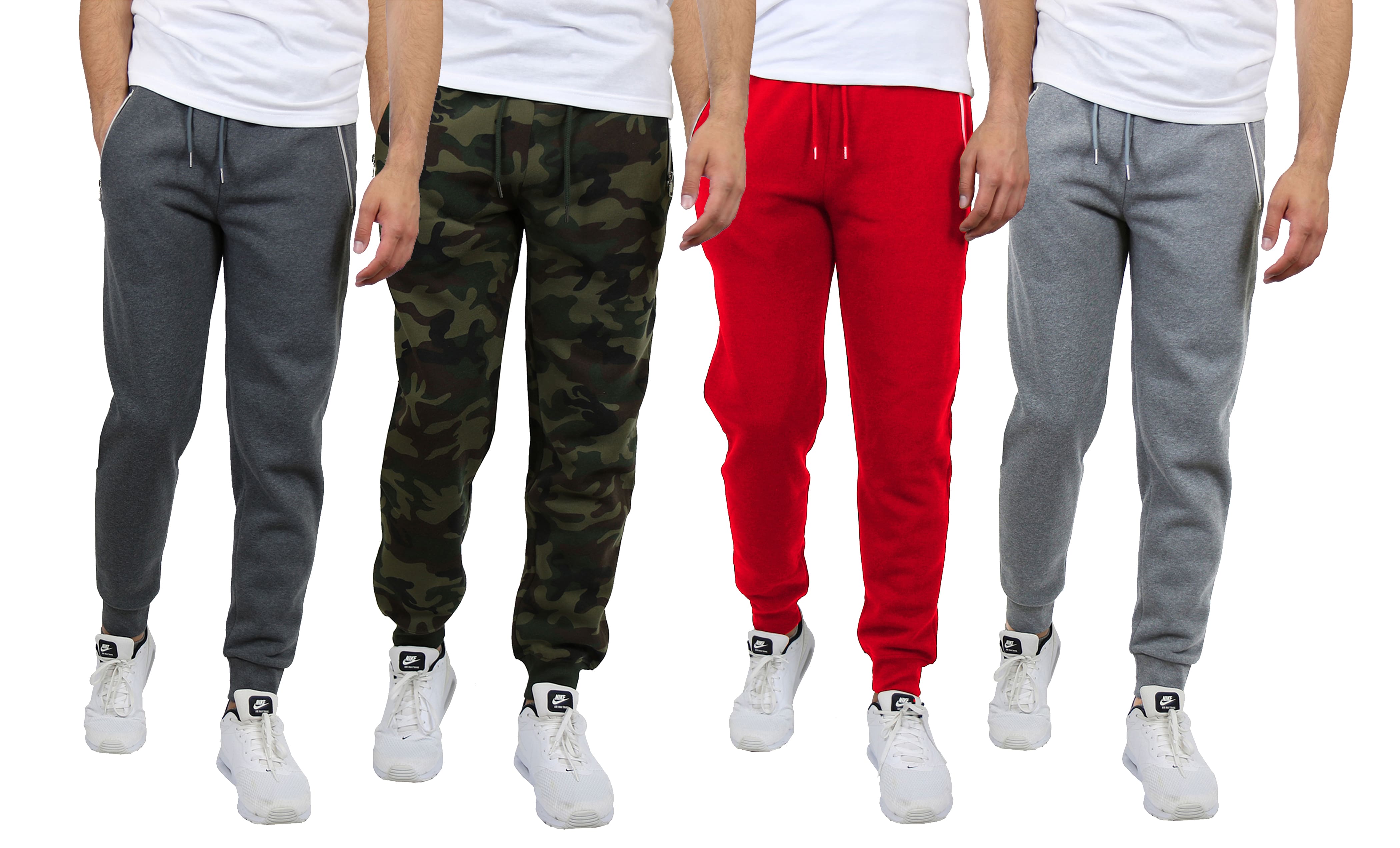 Galaxy by Harvic Fleece-Lined Men's Jogger Sweatpants with Zipper Pockets 4 Pack