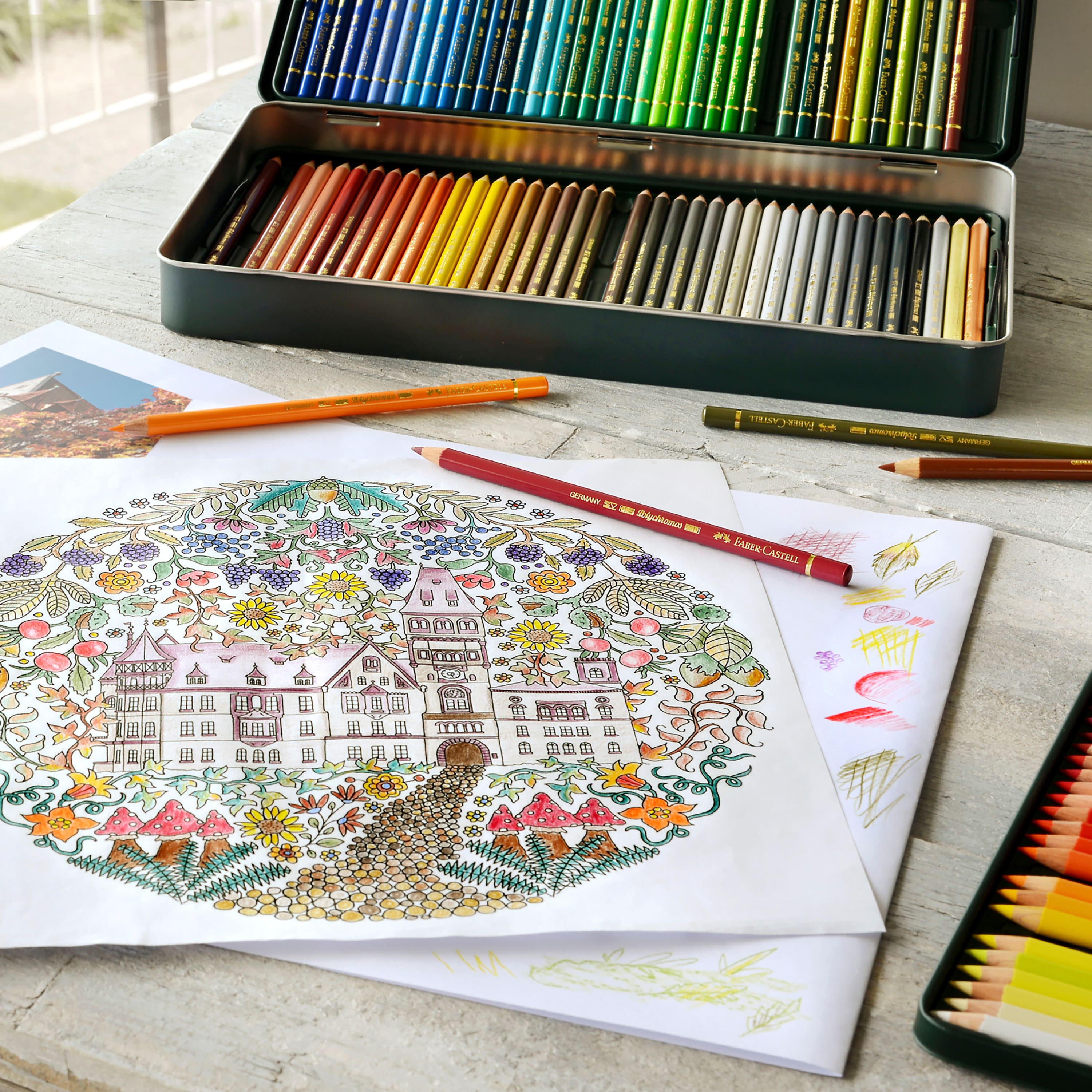 Faber-Castell Polychromos 120 Color Colored Pencil Set in Metal Tin