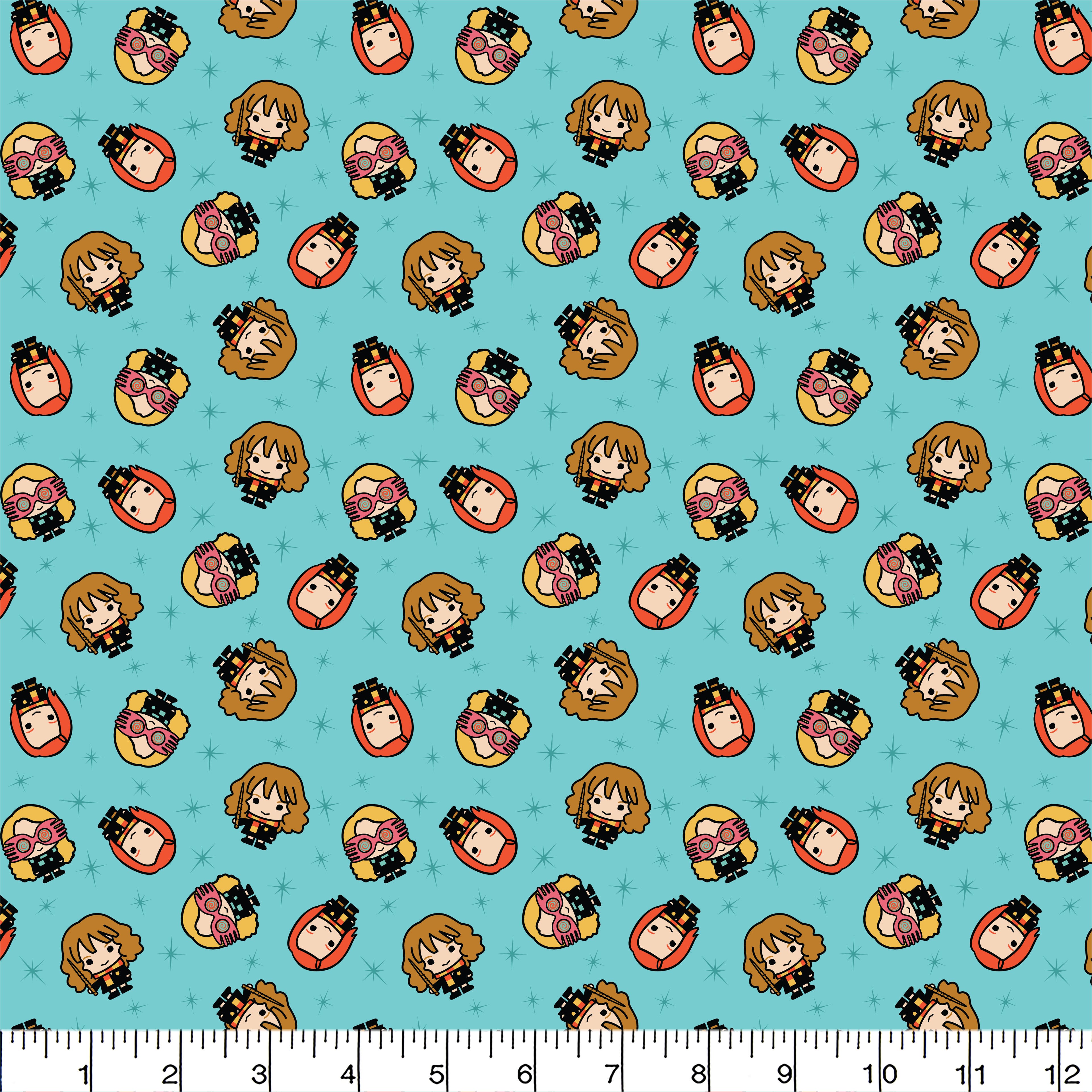 Harry Potter™ Aqua Kawaii Girls Toss Cotton Fabric