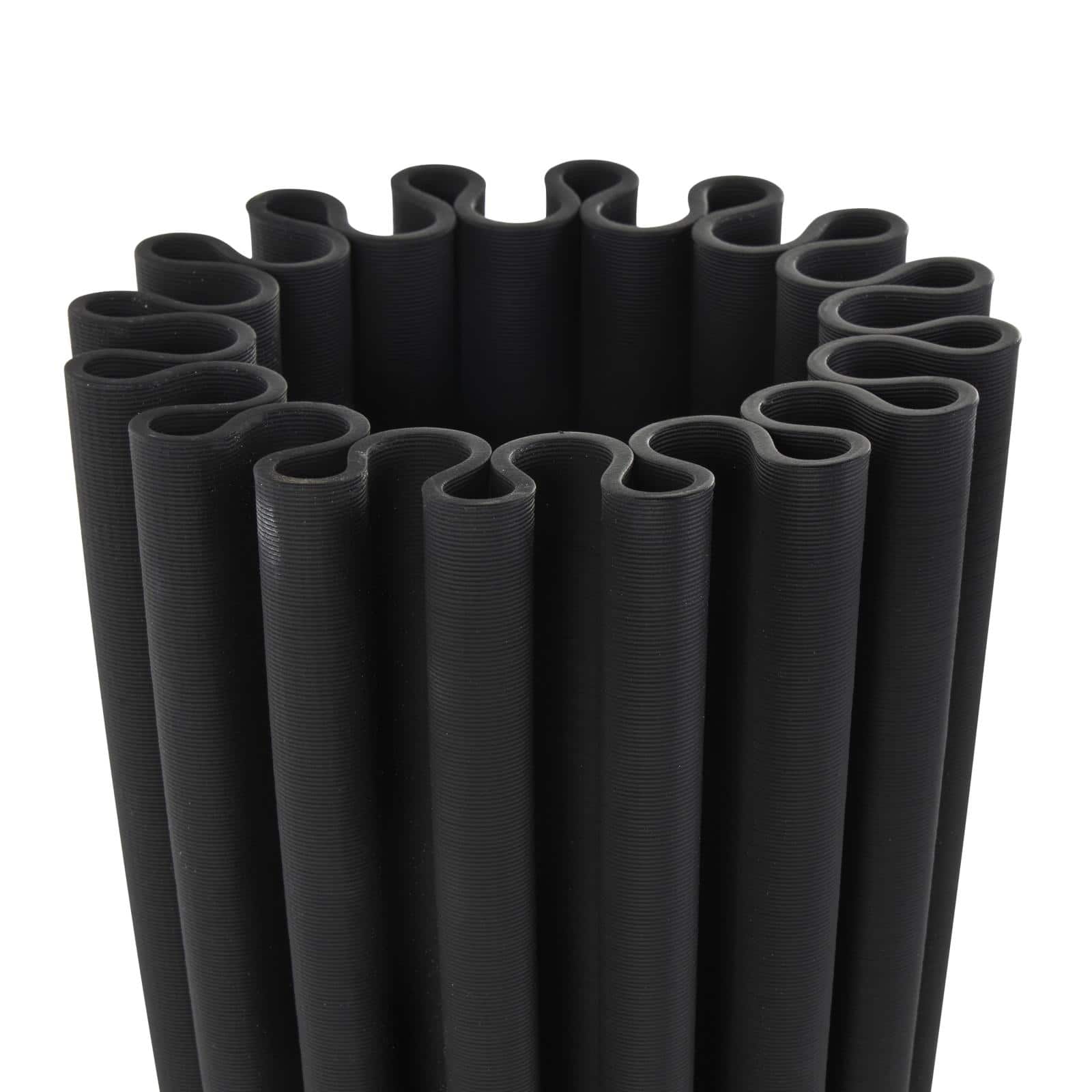 Black Abstract Dimensional Ribbed Ceramic Vase