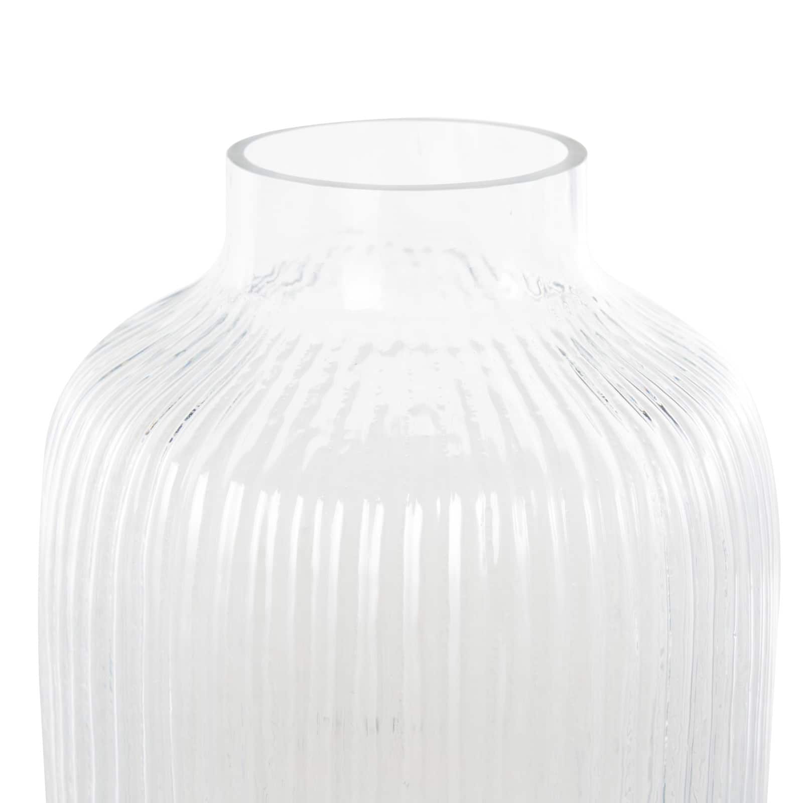 13" Clear Glass Ribbed Fluted Decorative Vase