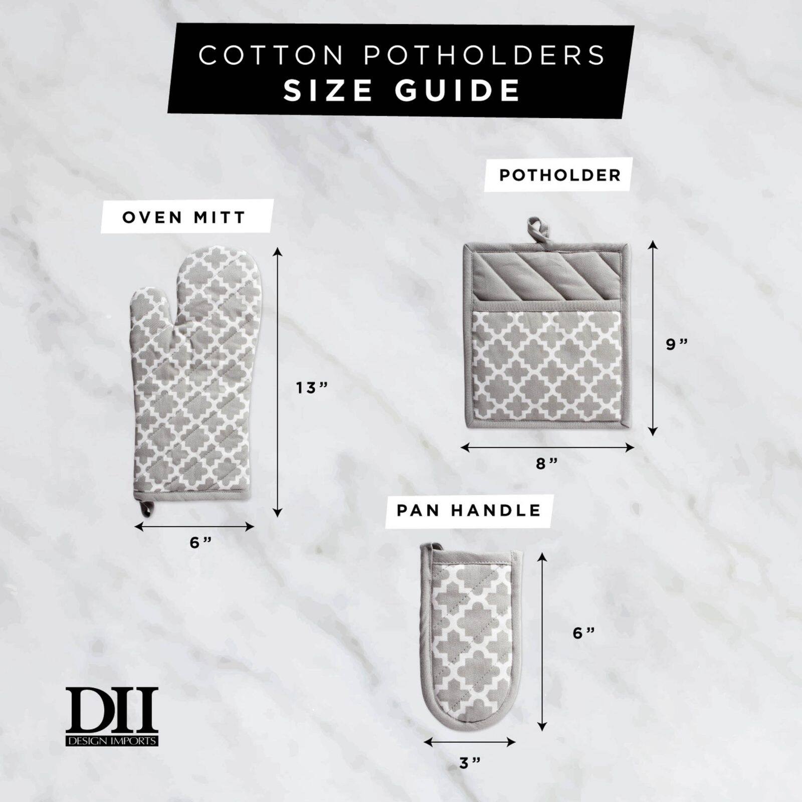 DII® Black & White Striped Oven Mitt & Potholder Set