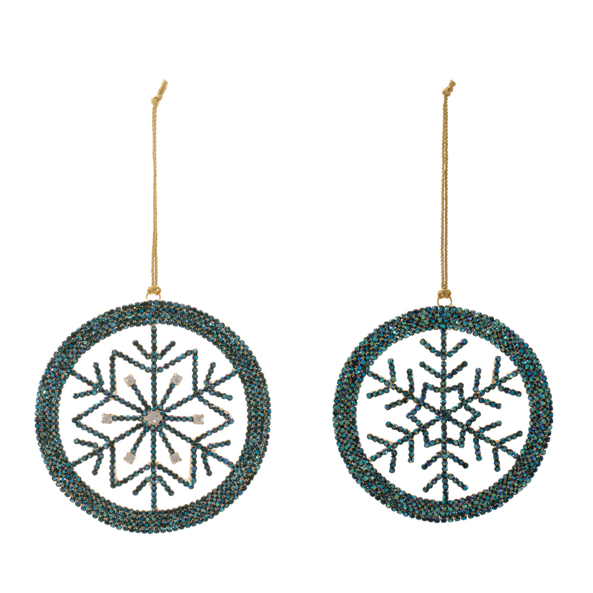 Melrose 4.25" Green & Blue Snowflake Ornaments, 6ct.