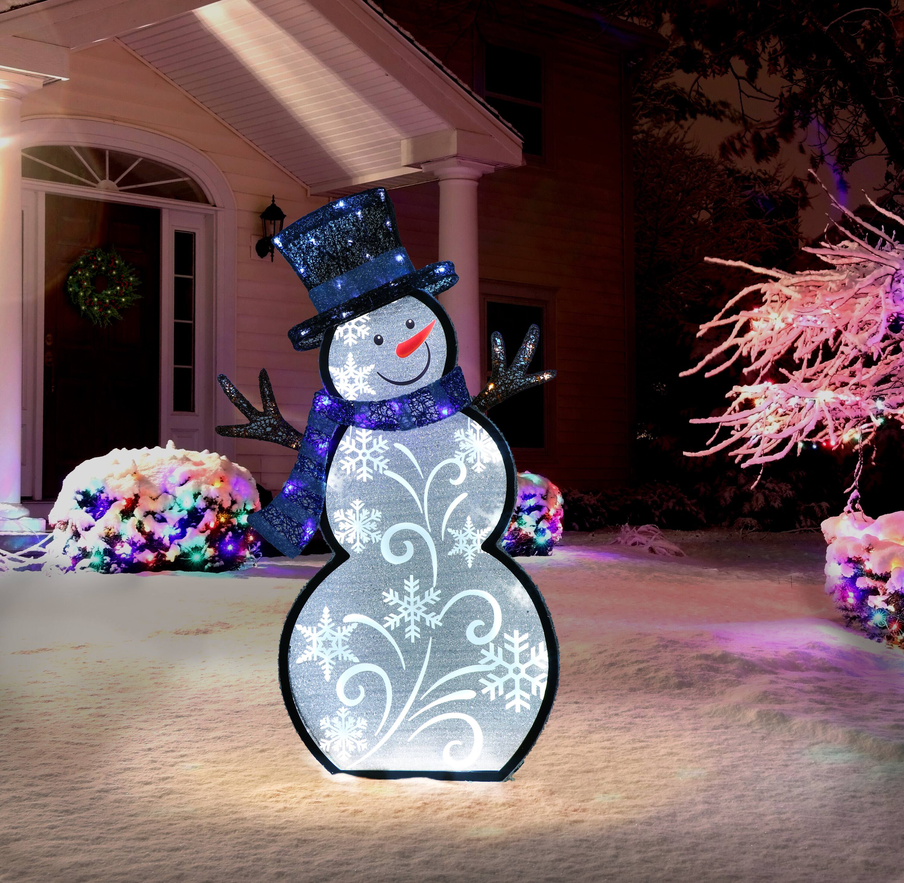 6 Pack: 2.5ft. Pre-Lit White Outdoor Snowman With Blue Scarf