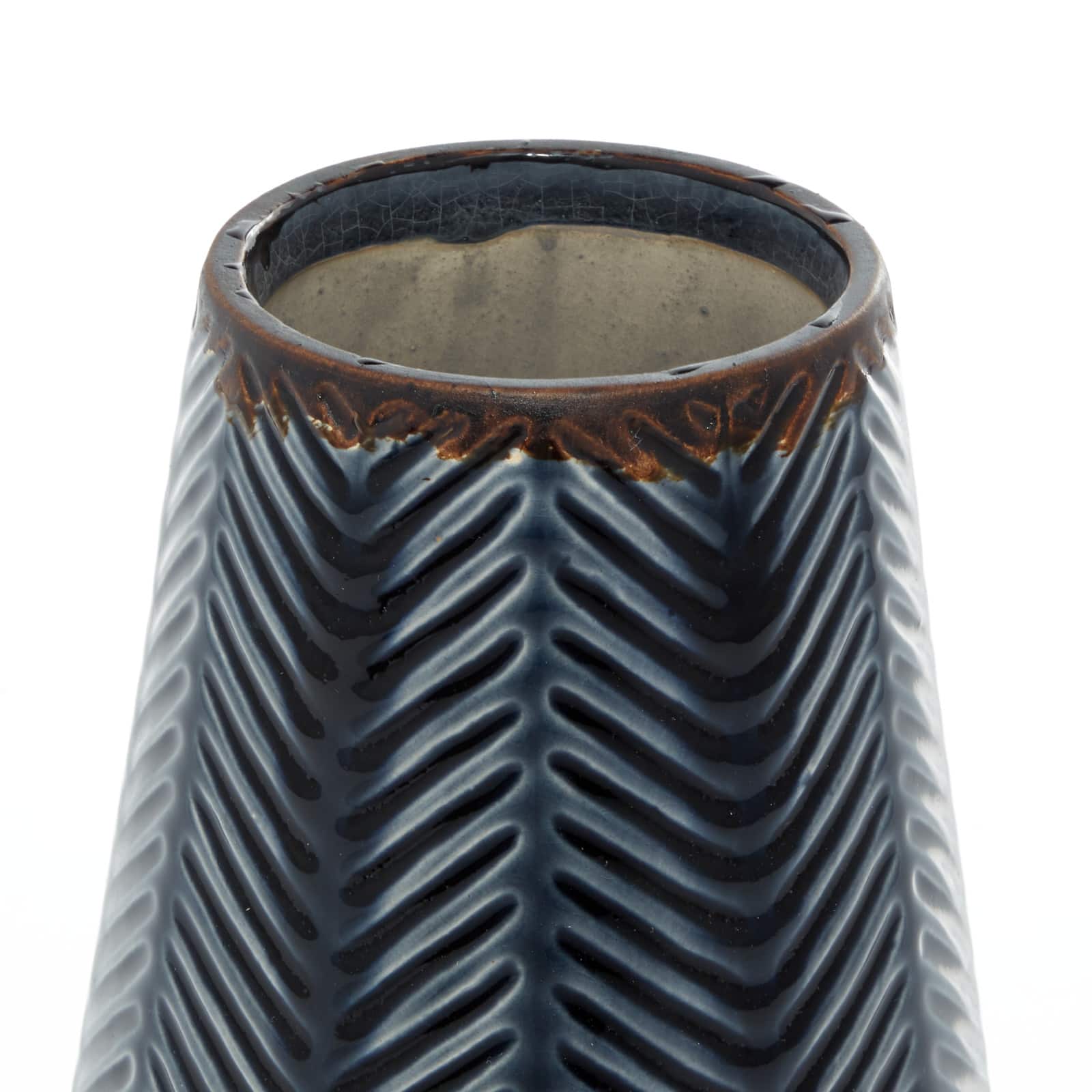 Dark Blue Ceramic Contemporary Vase Set