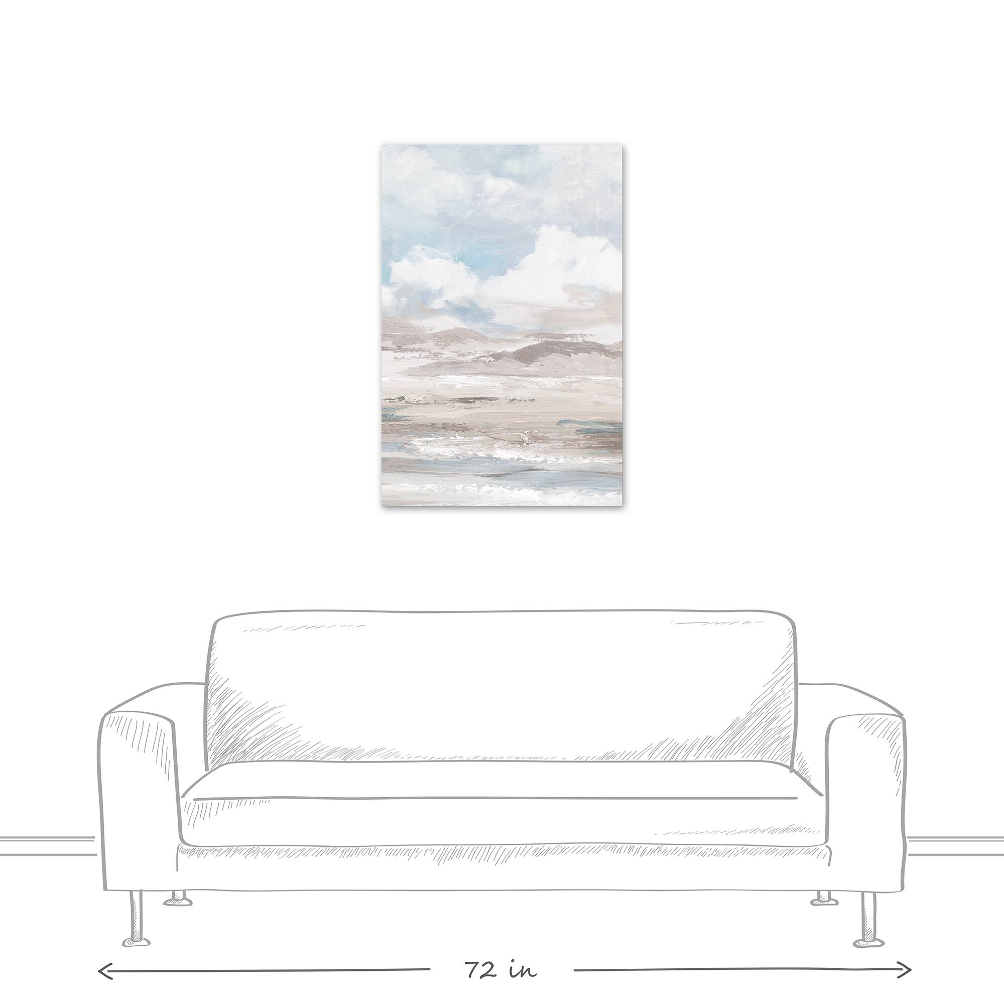 Neutral Blue Landscape 24" x 36" Canvas Wall Art