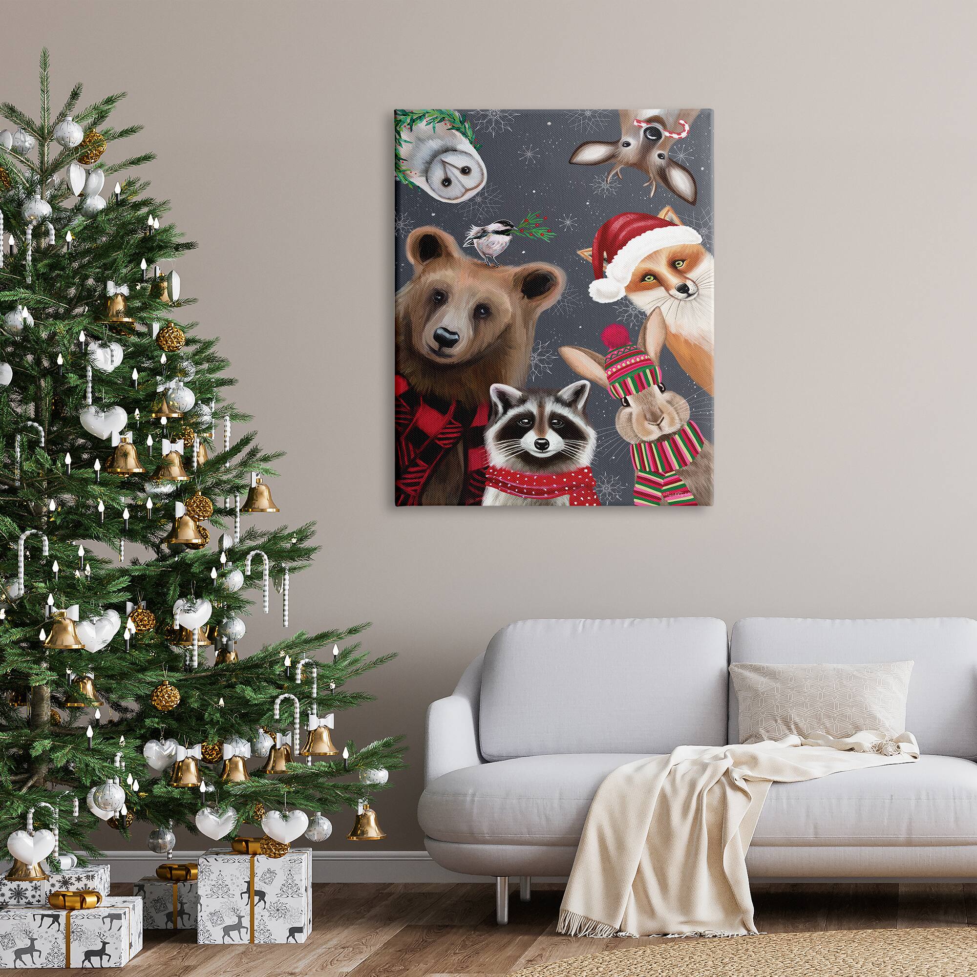 Stupell Industries Cozy Woodland Creatures Patterned Canvas Wall Art