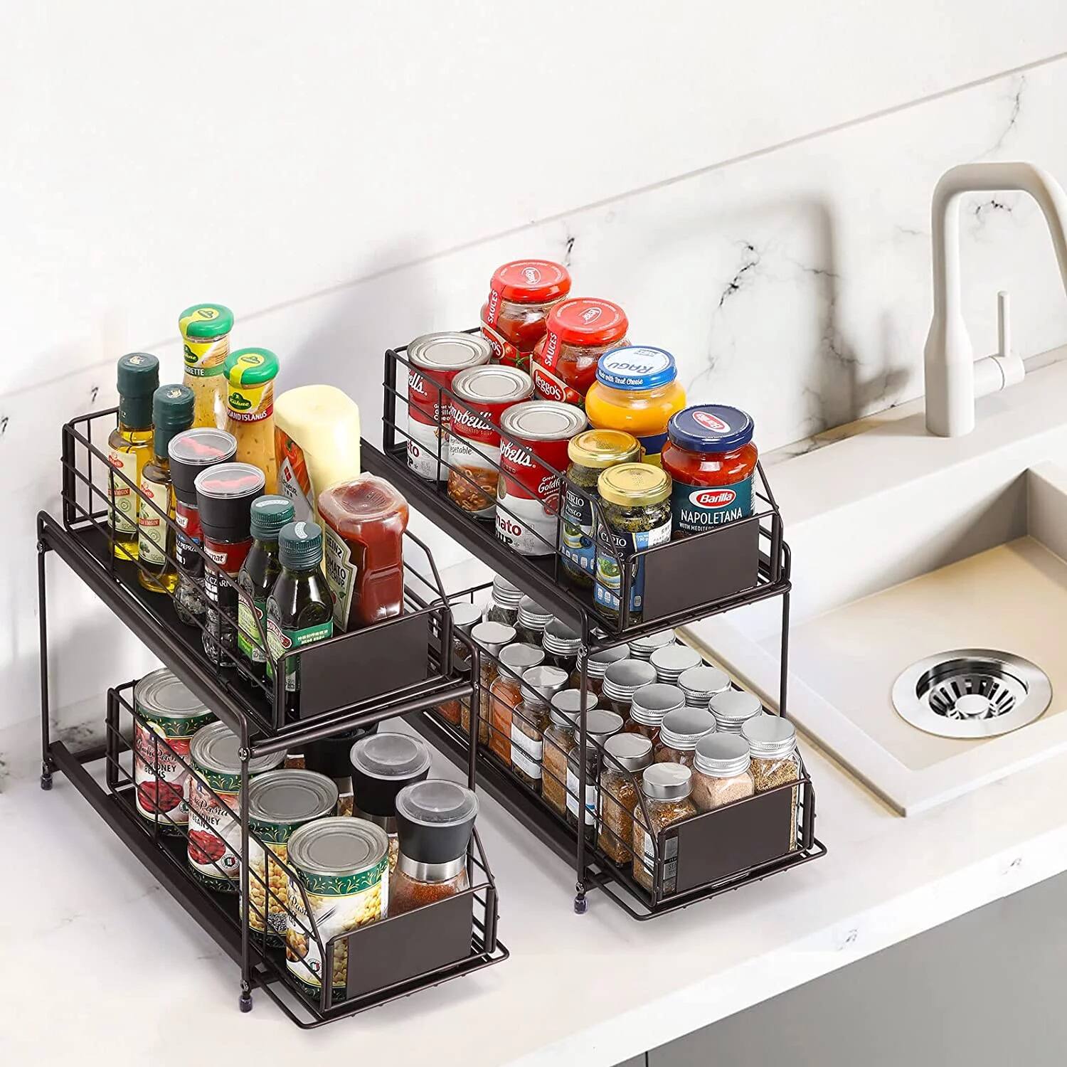 NEX™ 14" 2-Tier Under Sink Rack Organizer with Sliding Drawers