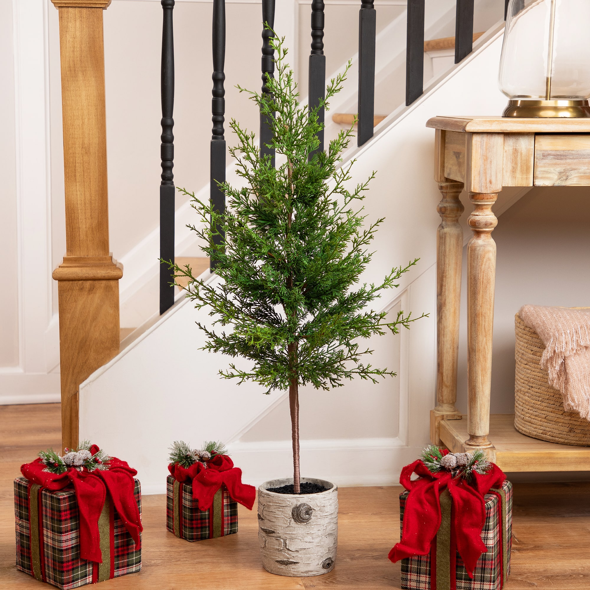 Northlight 38" Unlit Artificial Cedar Christmas Tree in Birch Pot