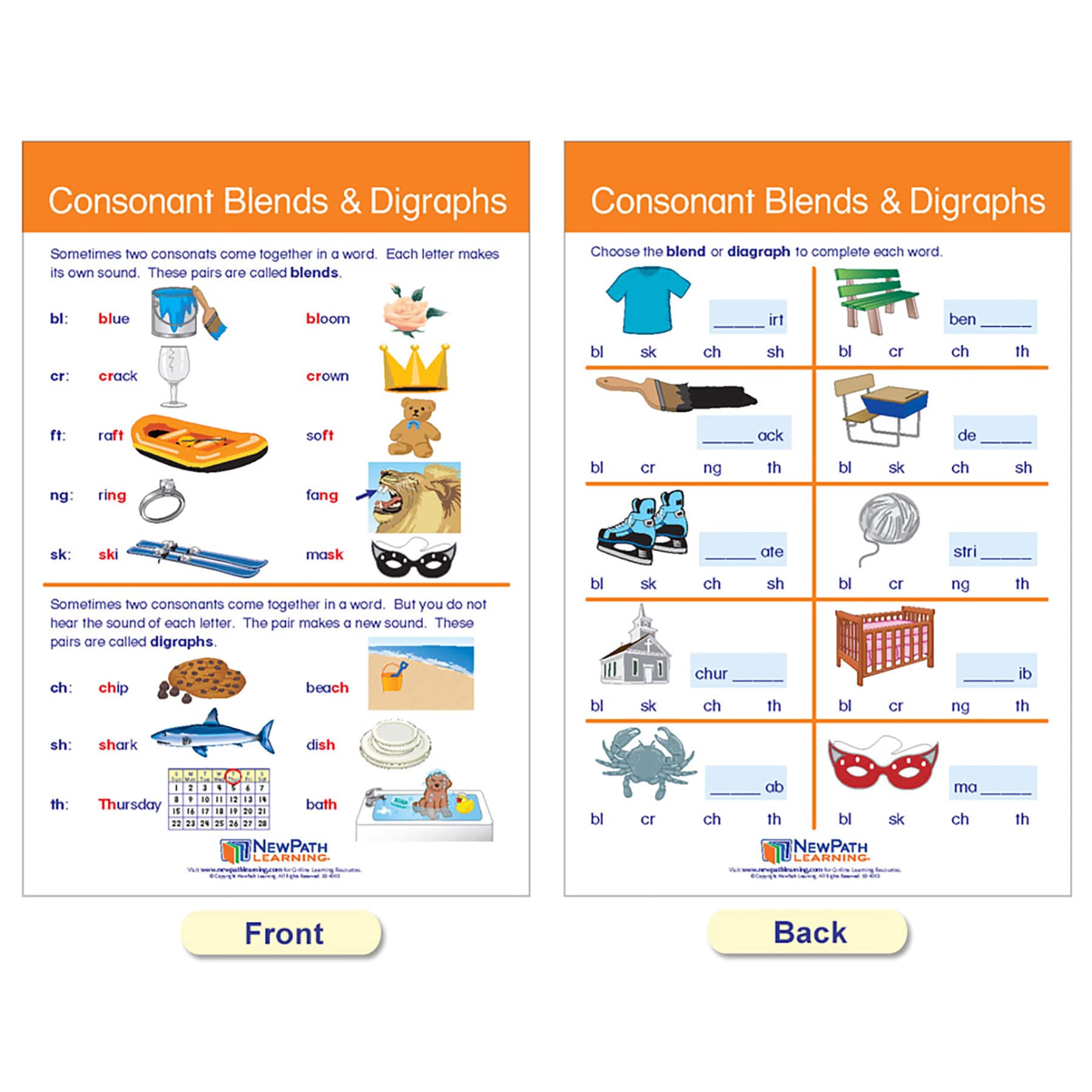 NewPath Learning® 12" x 18" Decoding & Phonics Bulletin Board Charts Set
