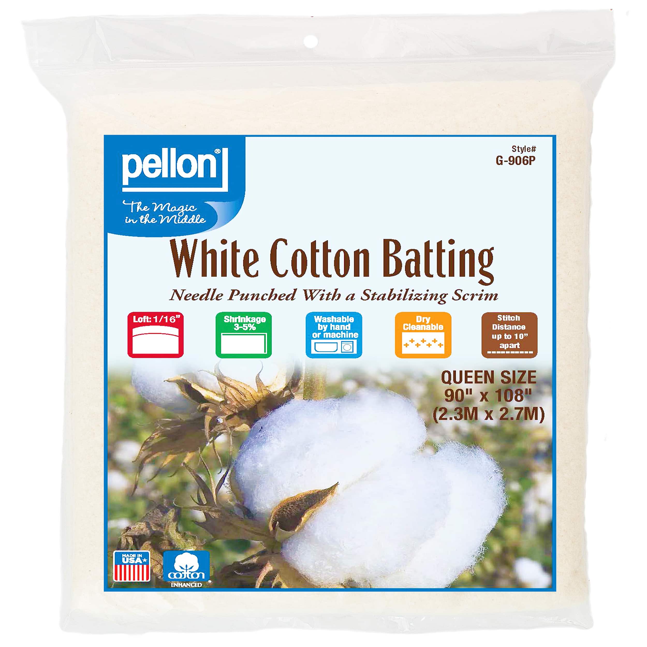 Pellon White Cotton Batting With Scrim