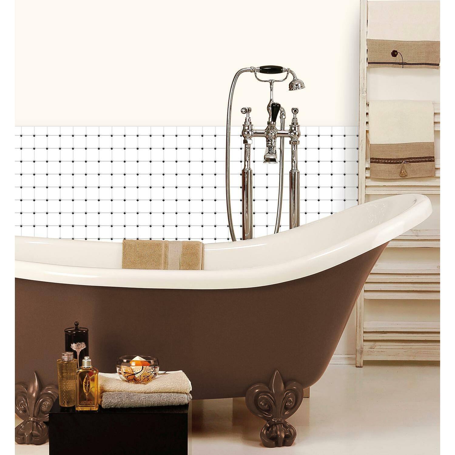 RoomMates Black & White Diamond Backsplash StickTiles